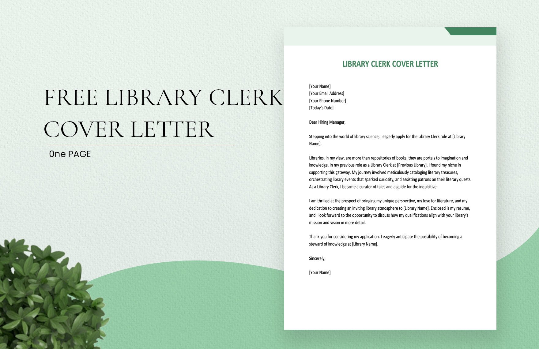 Library Clerk Cover Letter