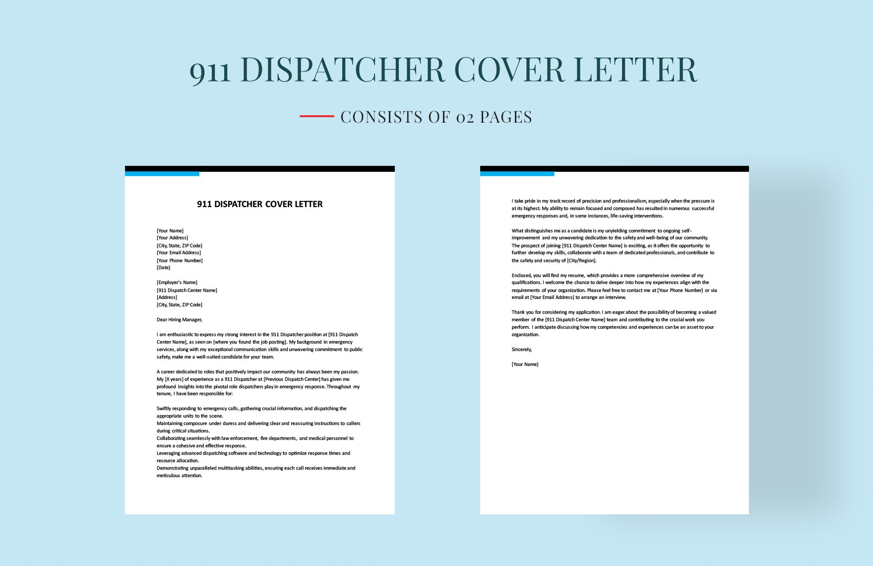 911 Dispatcher Cover Letter in Word, Google Docs, PDF