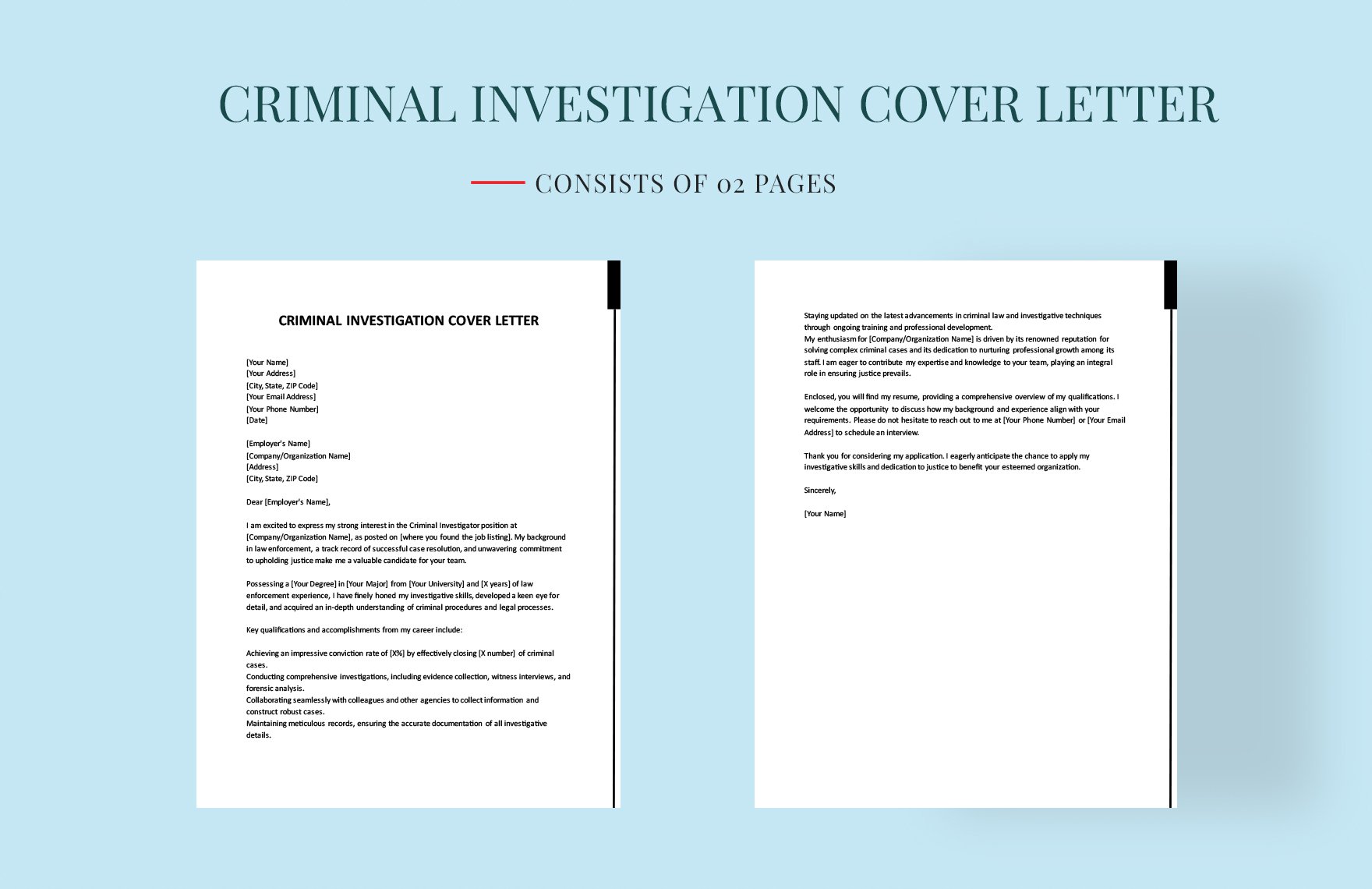 Criminal Investigator Cover Letter