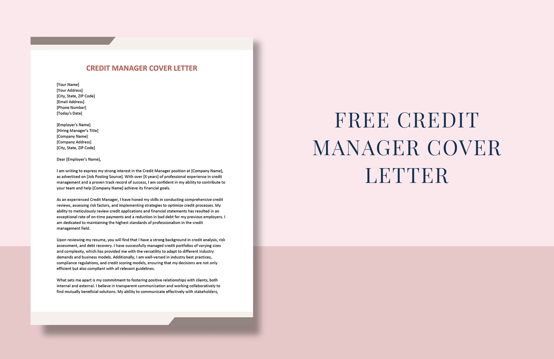 Credit Manager Cover Letter