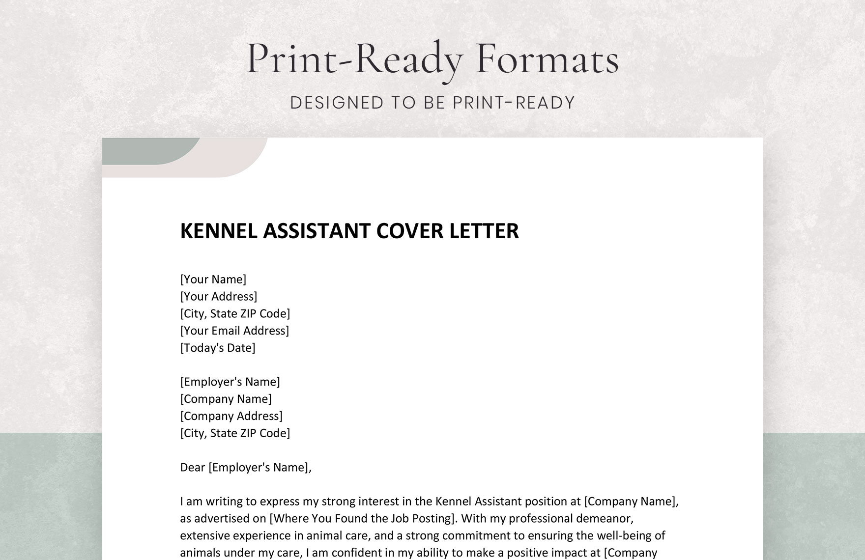 Kennel Assistant Cover Letter