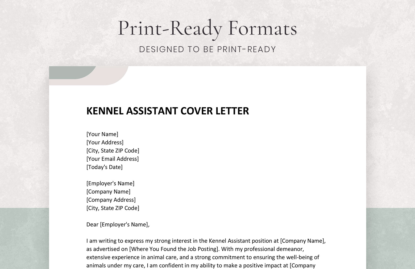 Kennel Assistant Cover Letter In Word Google Docs Pages Download 