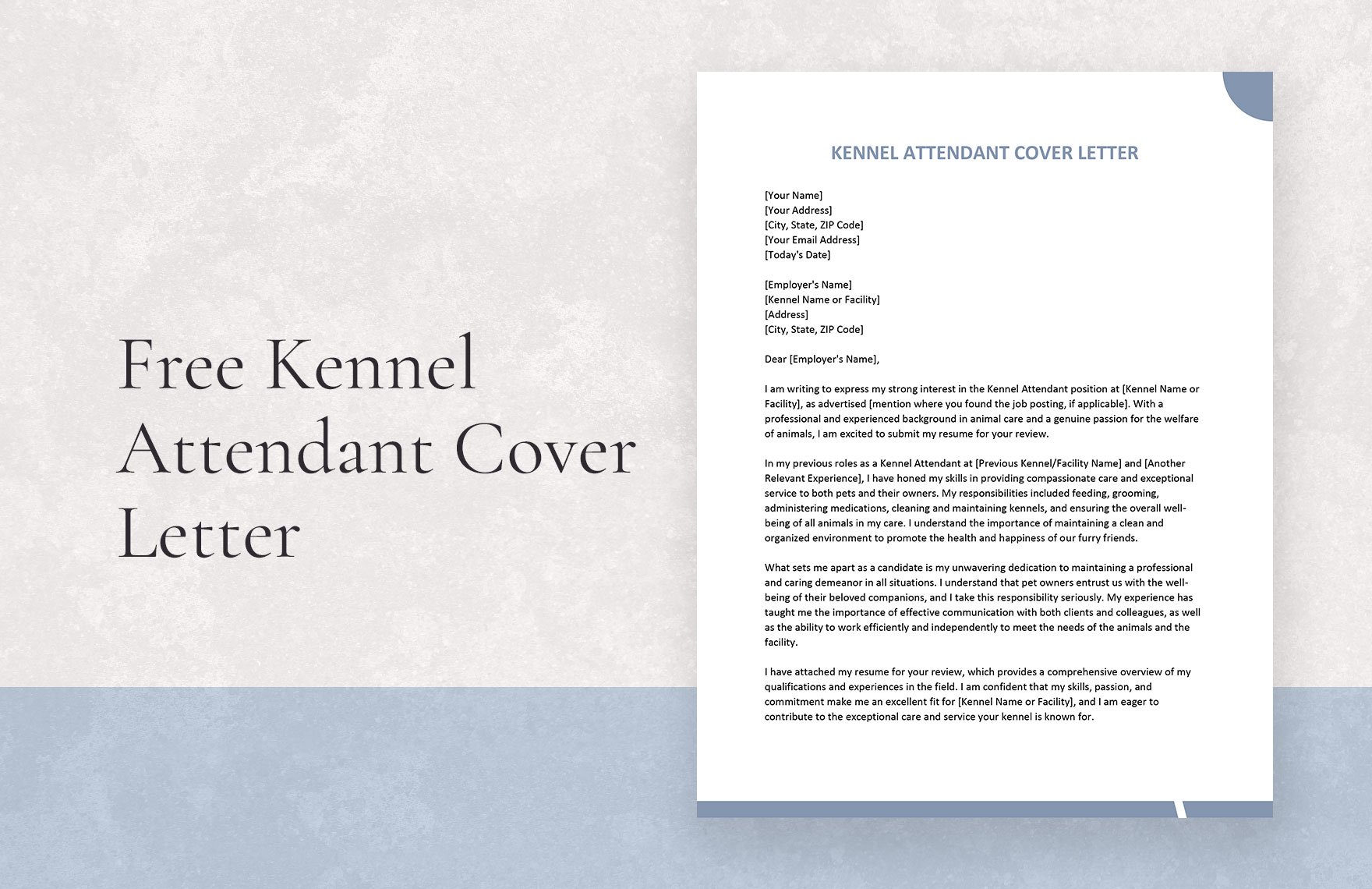 Kennel Attendant Cover Letter