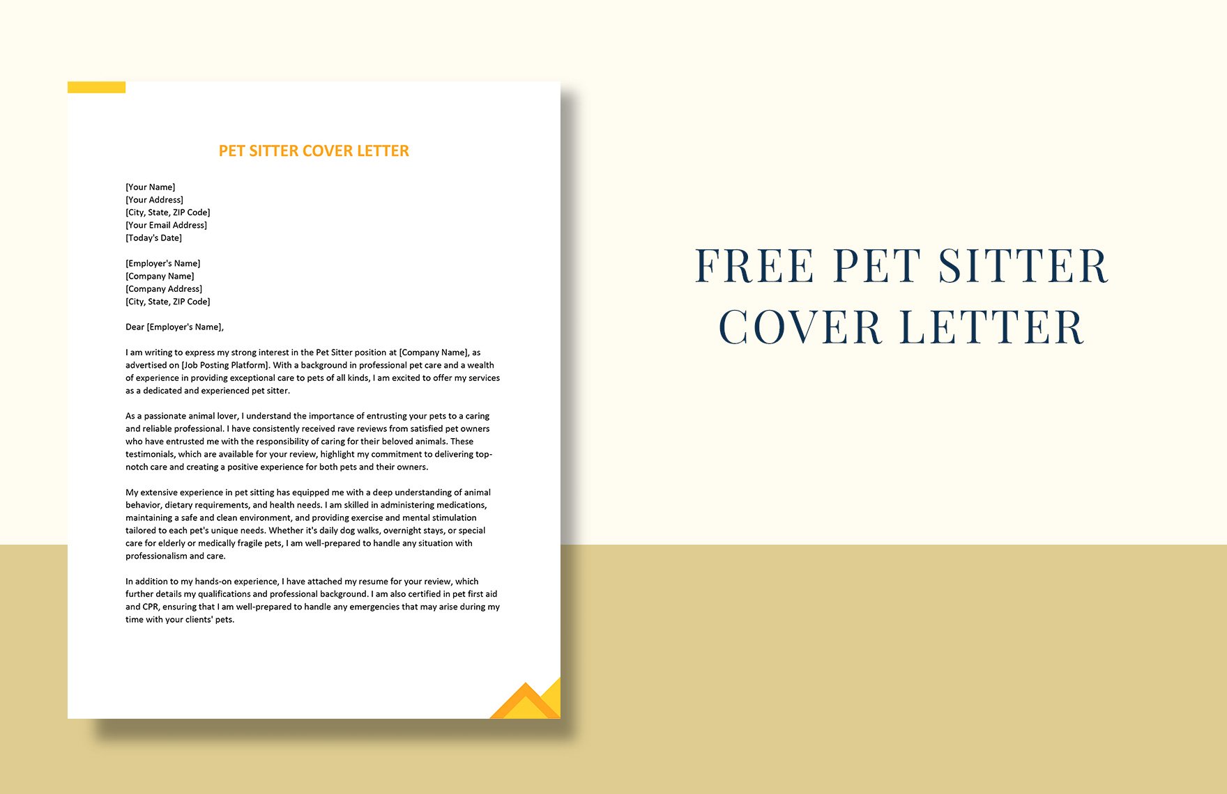 Pet Sitter Cover Letter