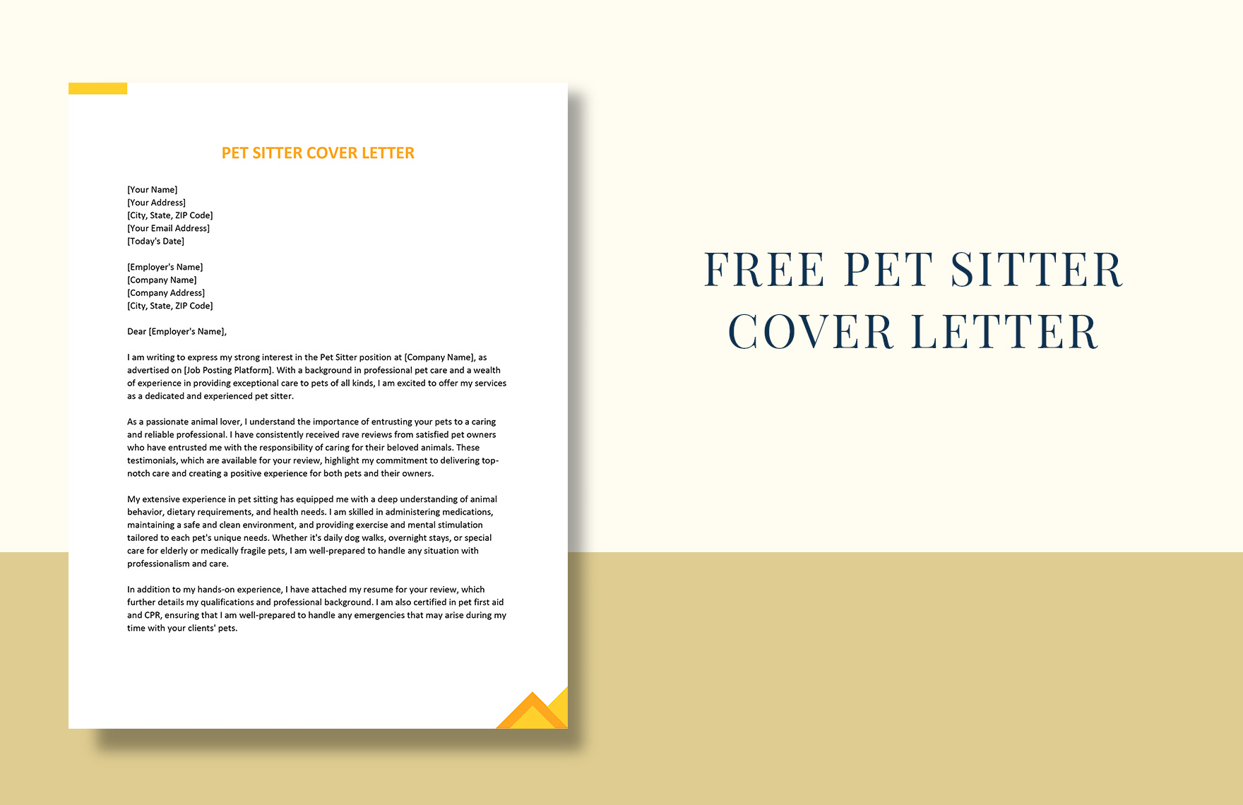 Pet Sitter Cover Letter