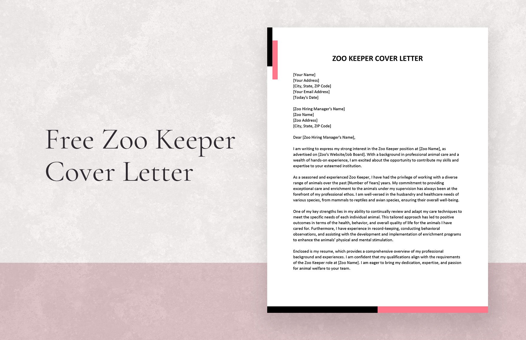 Zoo Keeper Cover Letter
