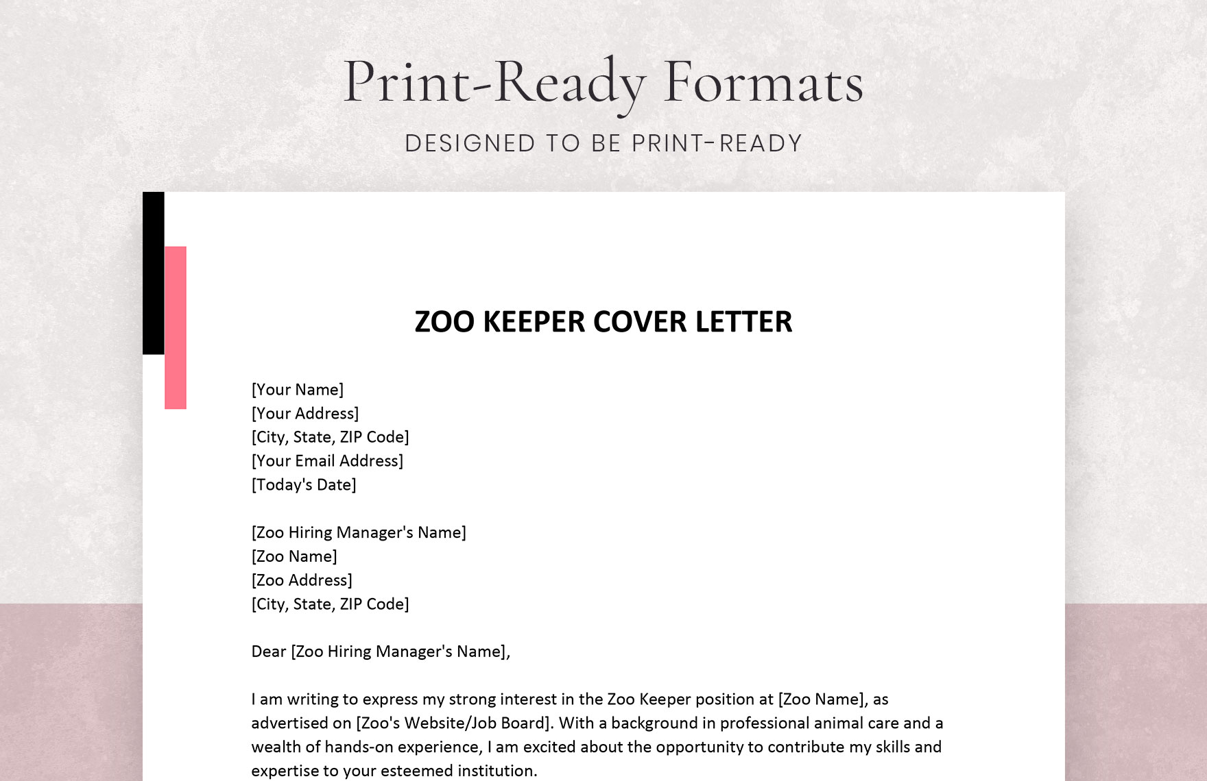 Zoo Keeper Cover Letter