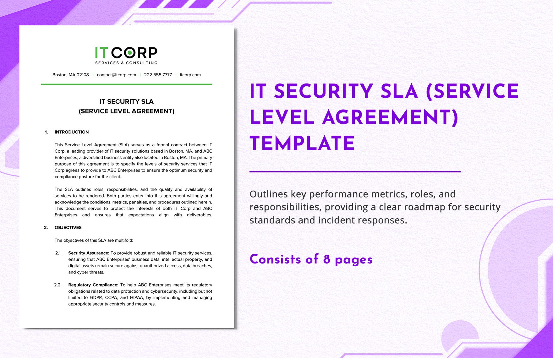 IT Security SLA (Service Level Agreement) Template