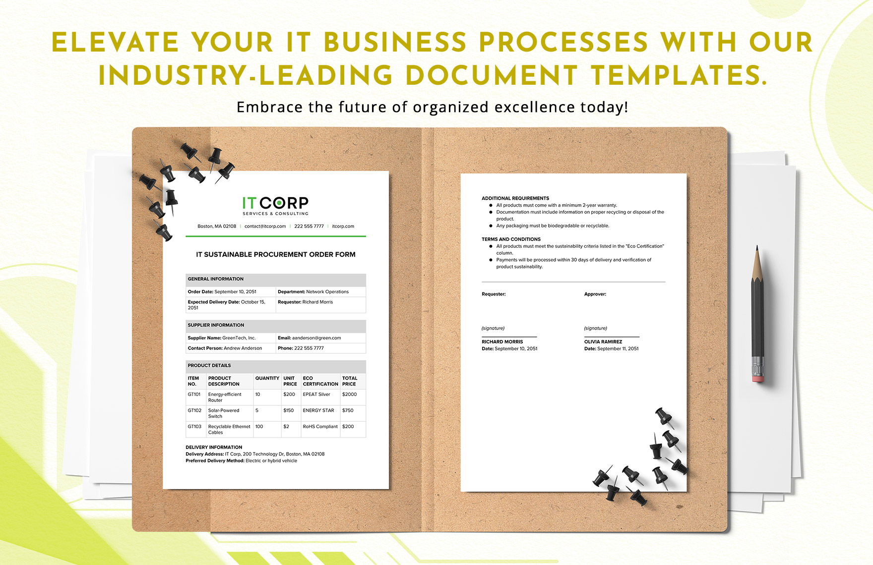 IT Sustainable Procurement Order Form Template
