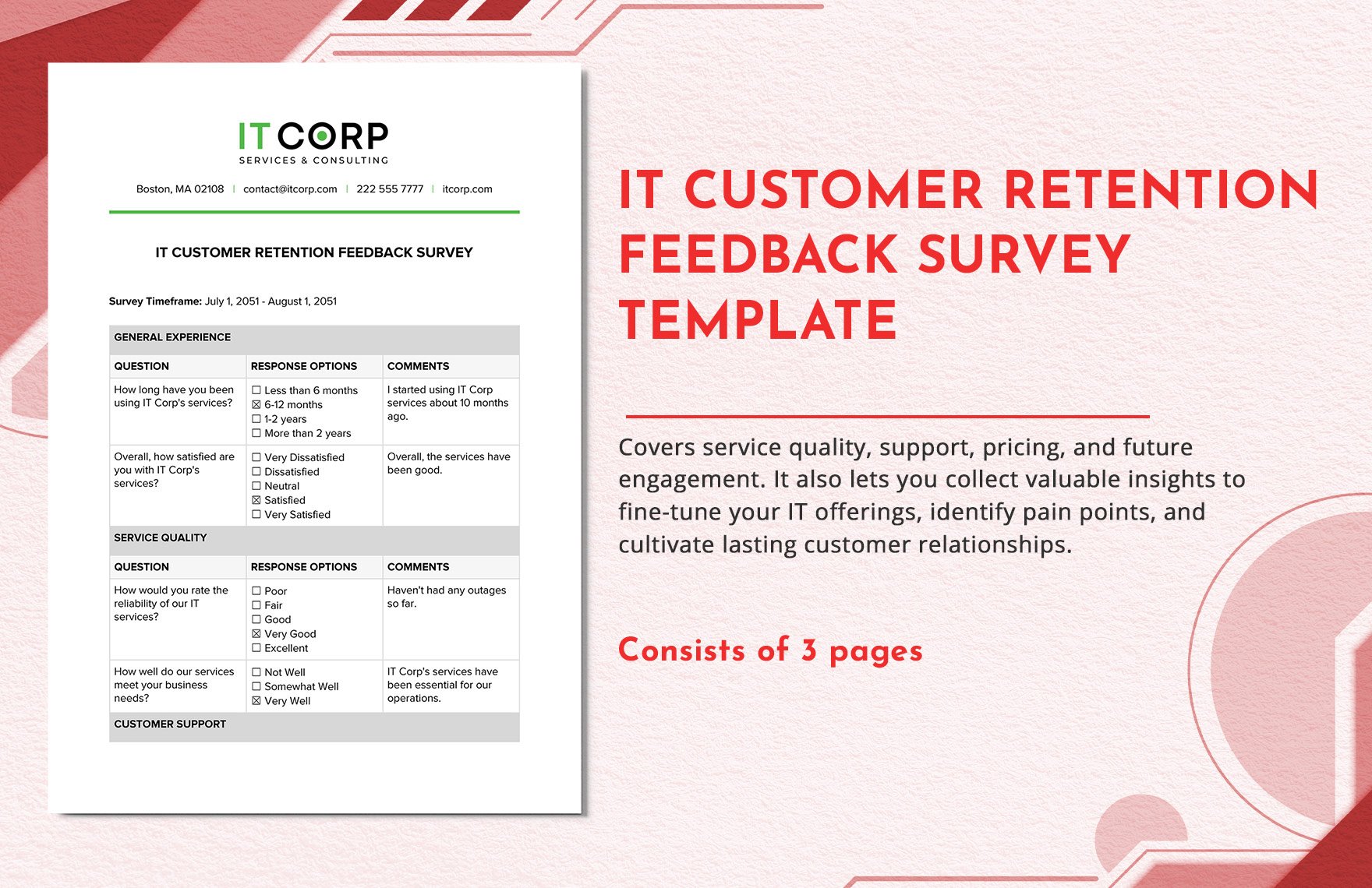 IT Customer Retention Feedback Survey Template