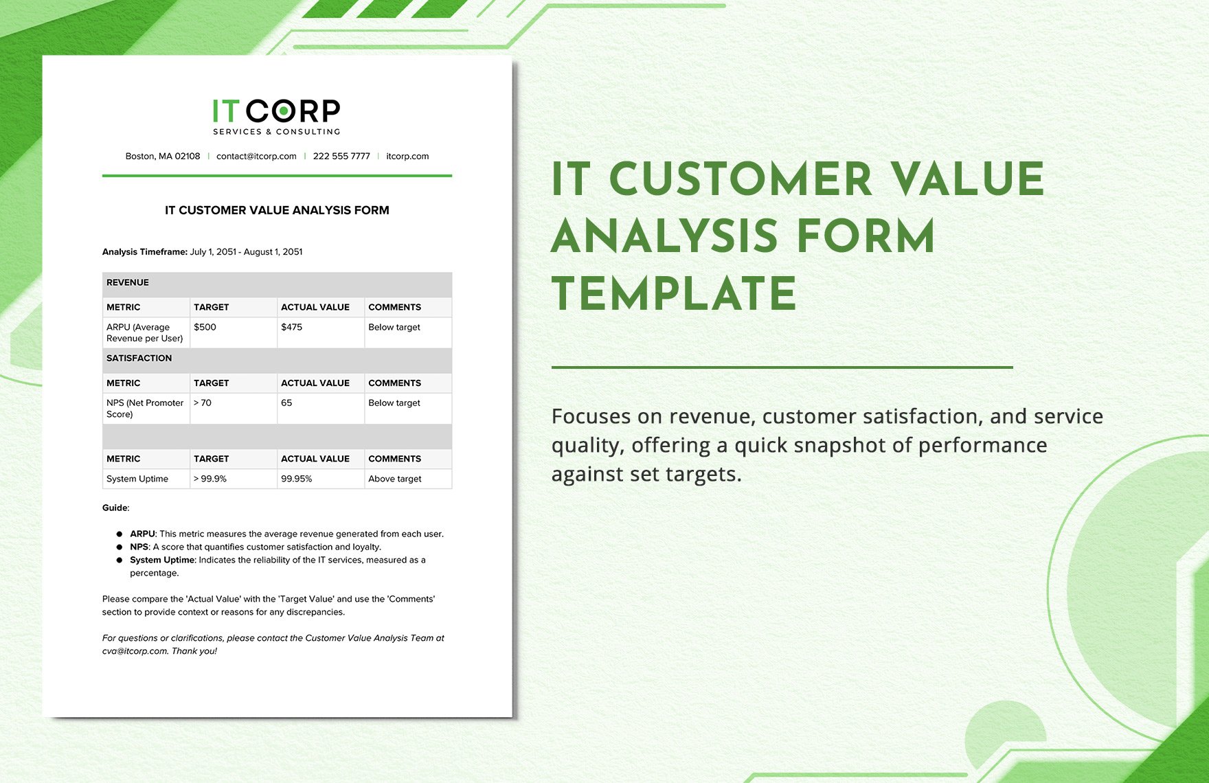 IT Customer Value Analysis Form Template in Word, Google Docs, PDF