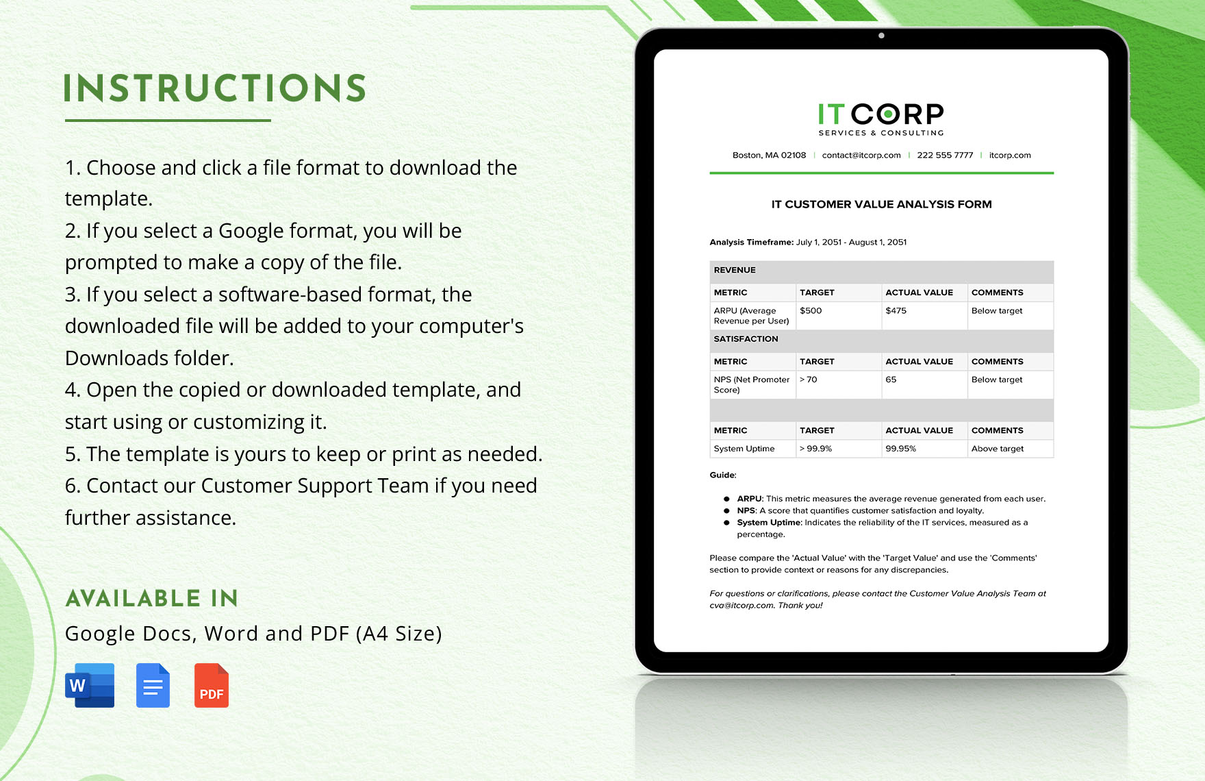 IT Customer Value Analysis Form Template
