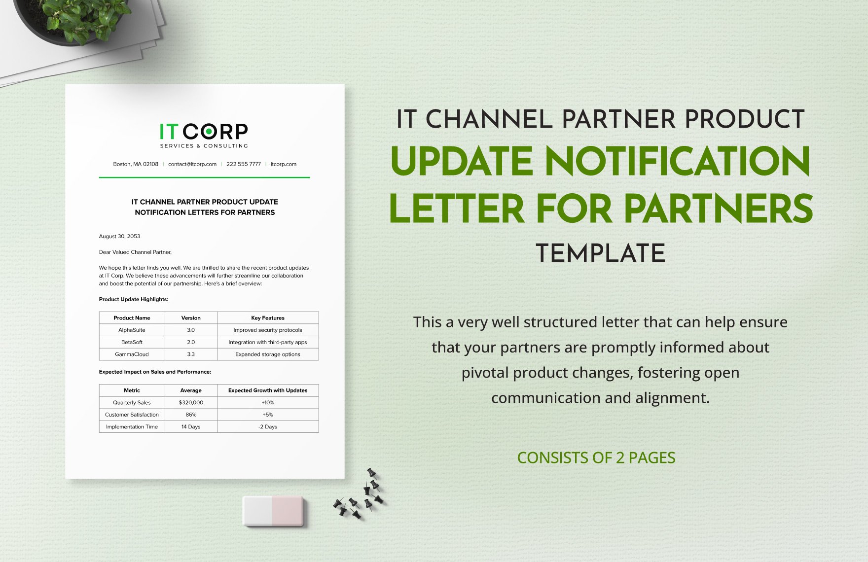 IT Channel Partner Product Update Notification Letter for Partners Template
