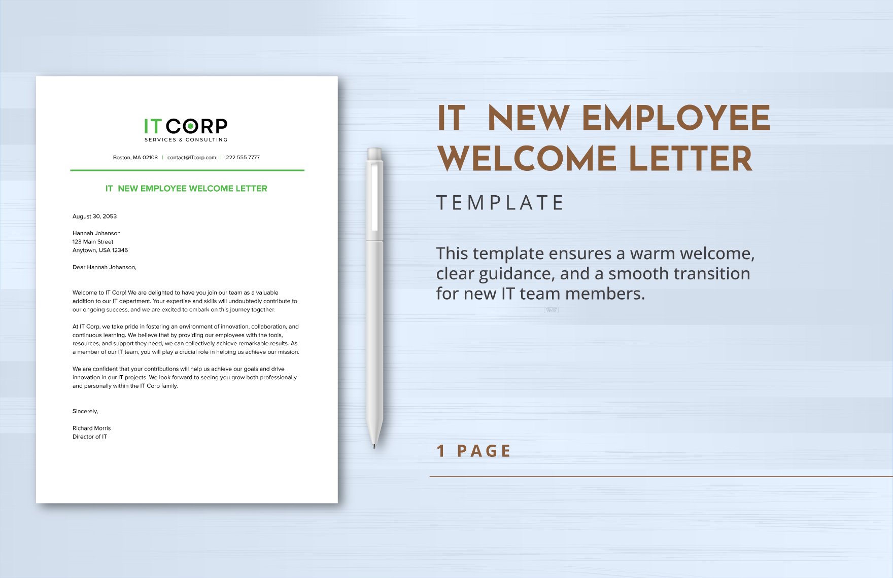 IT  New Employee Welcome Letter Template