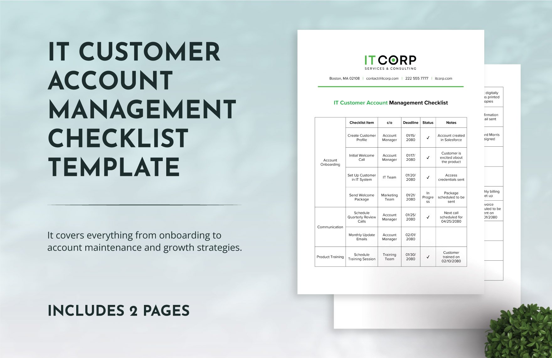 IT Customer Account Management Checklist Template