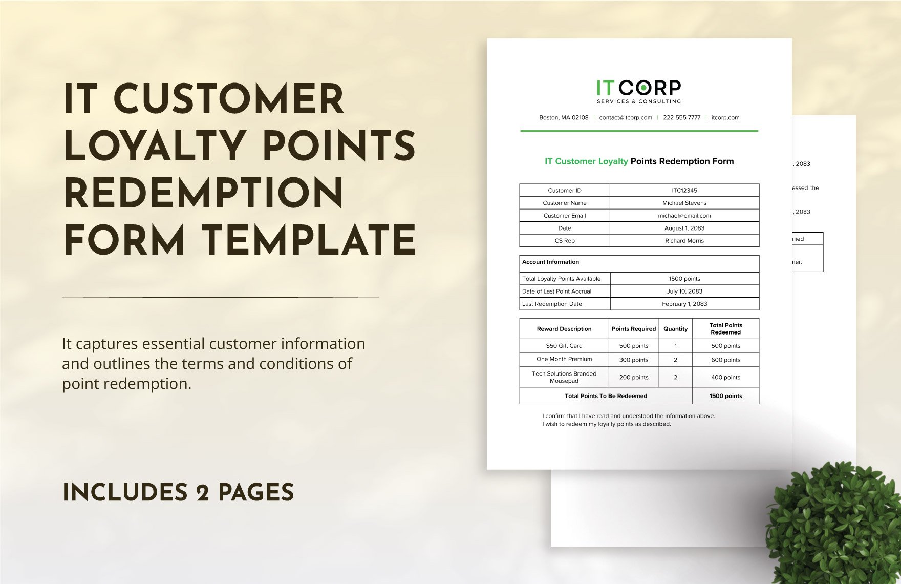 IT Customer Loyalty Points Redemption Form Template in Word, Google Docs, PDF