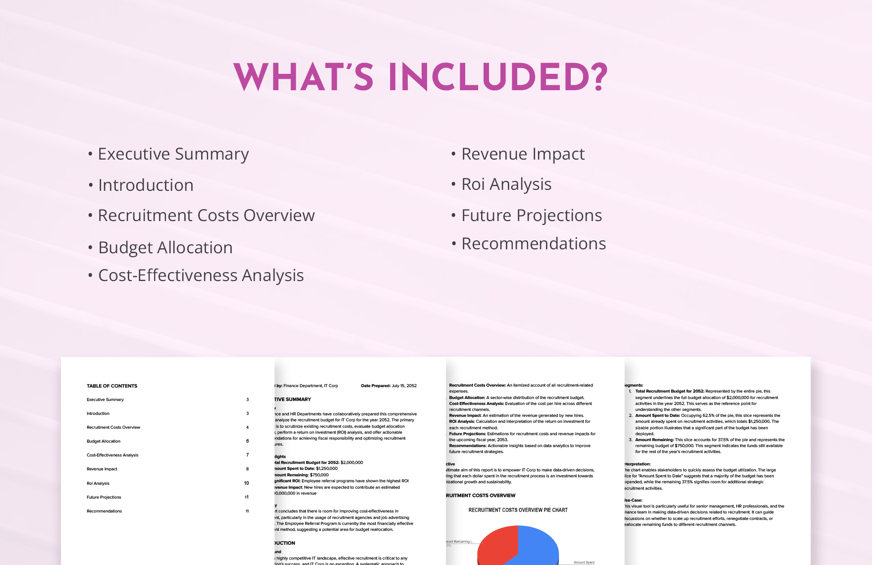 IT Recruitment Budget and Financial Analysis Report Template