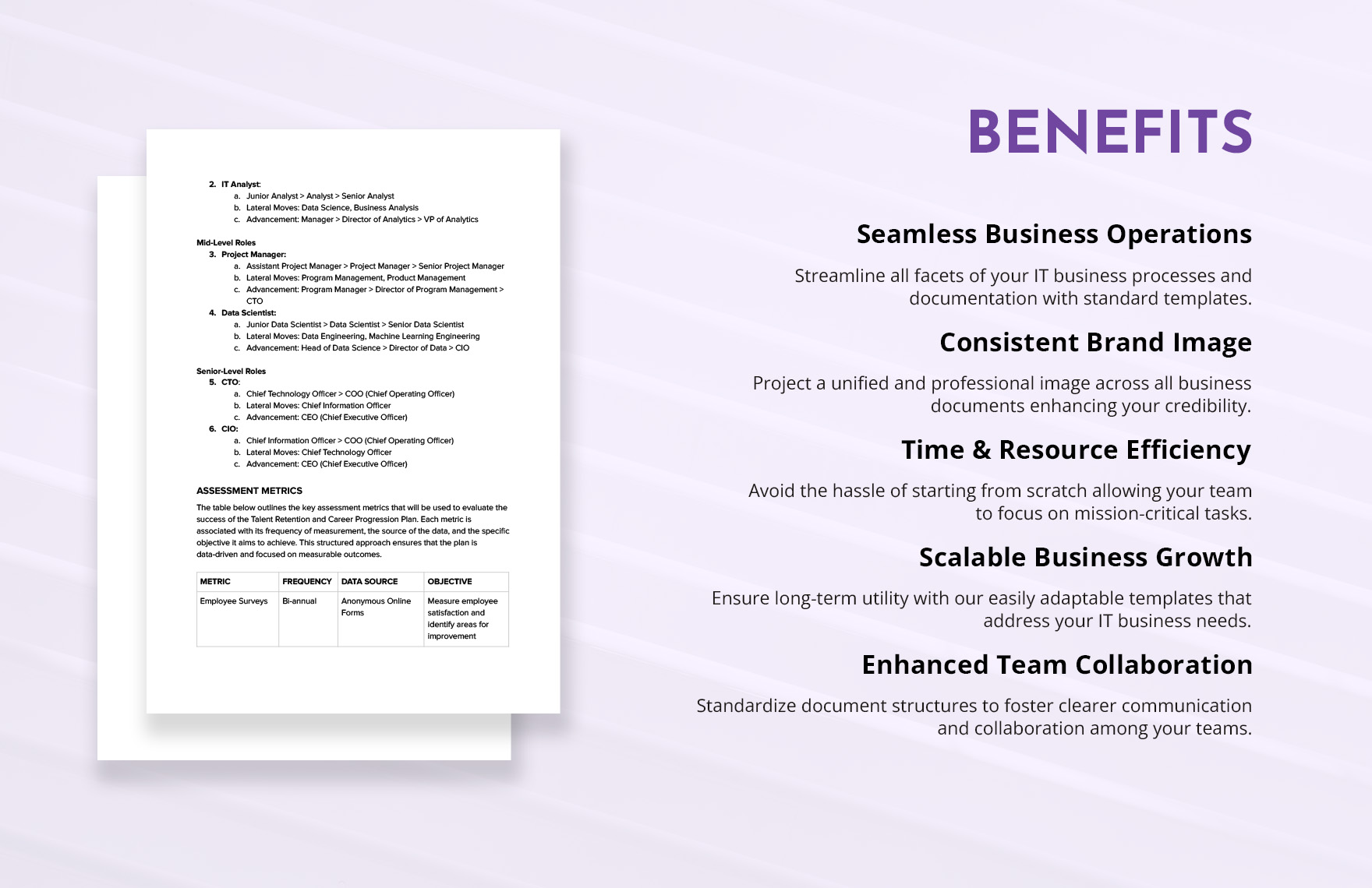 IT Talent Retention and Career Progression Plan Template