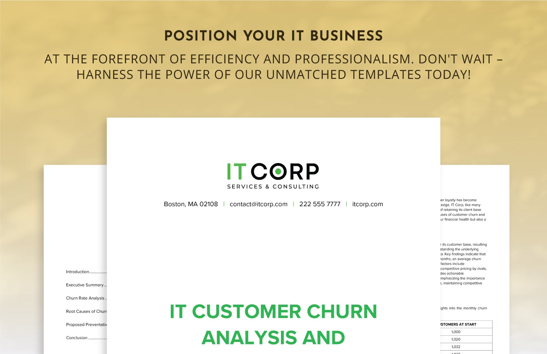 IT Customer Churn Analysis and Prevention Report Template