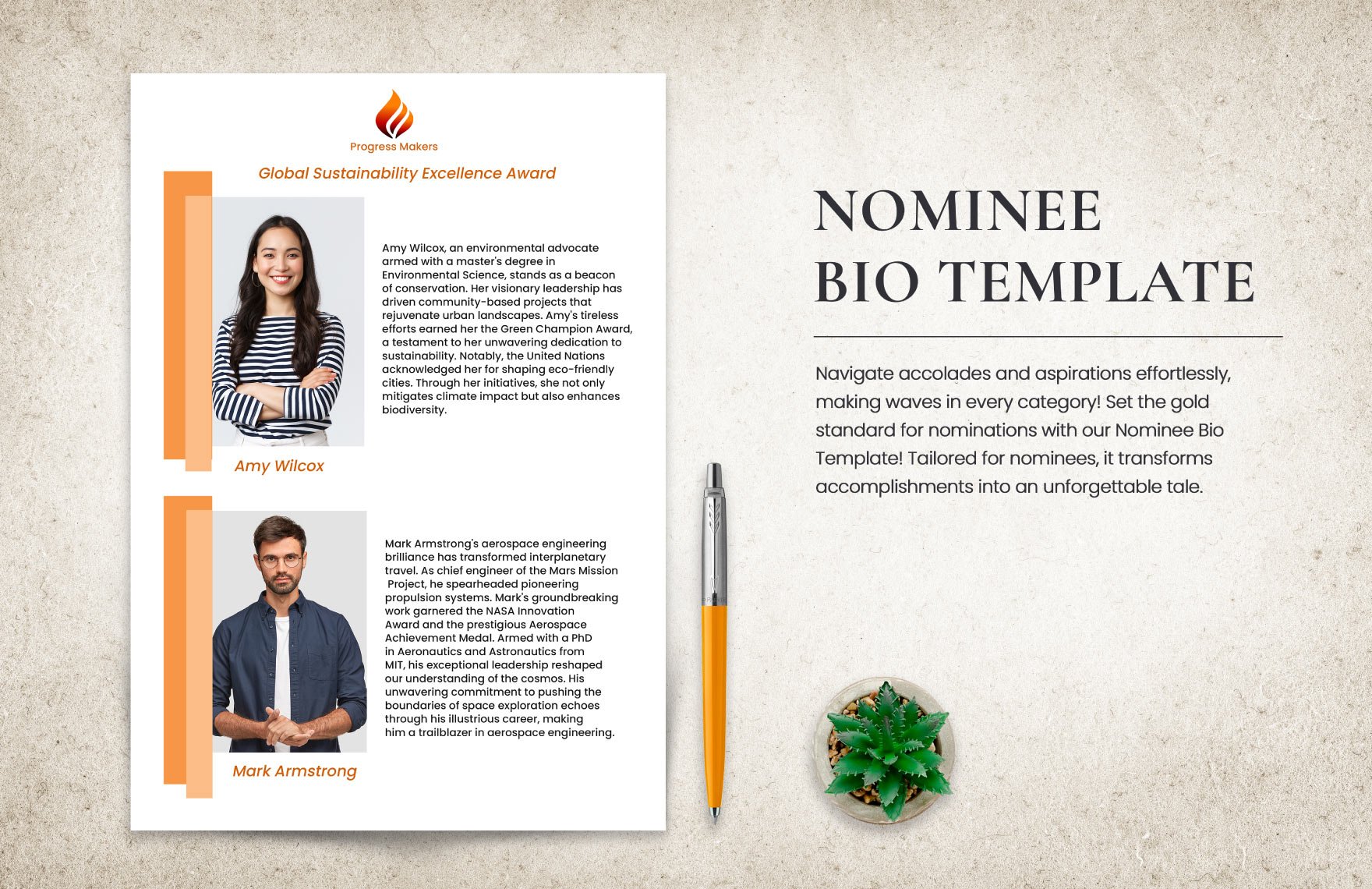 Nominee Bio Template in Word, Illustrator, PSD, PNG
