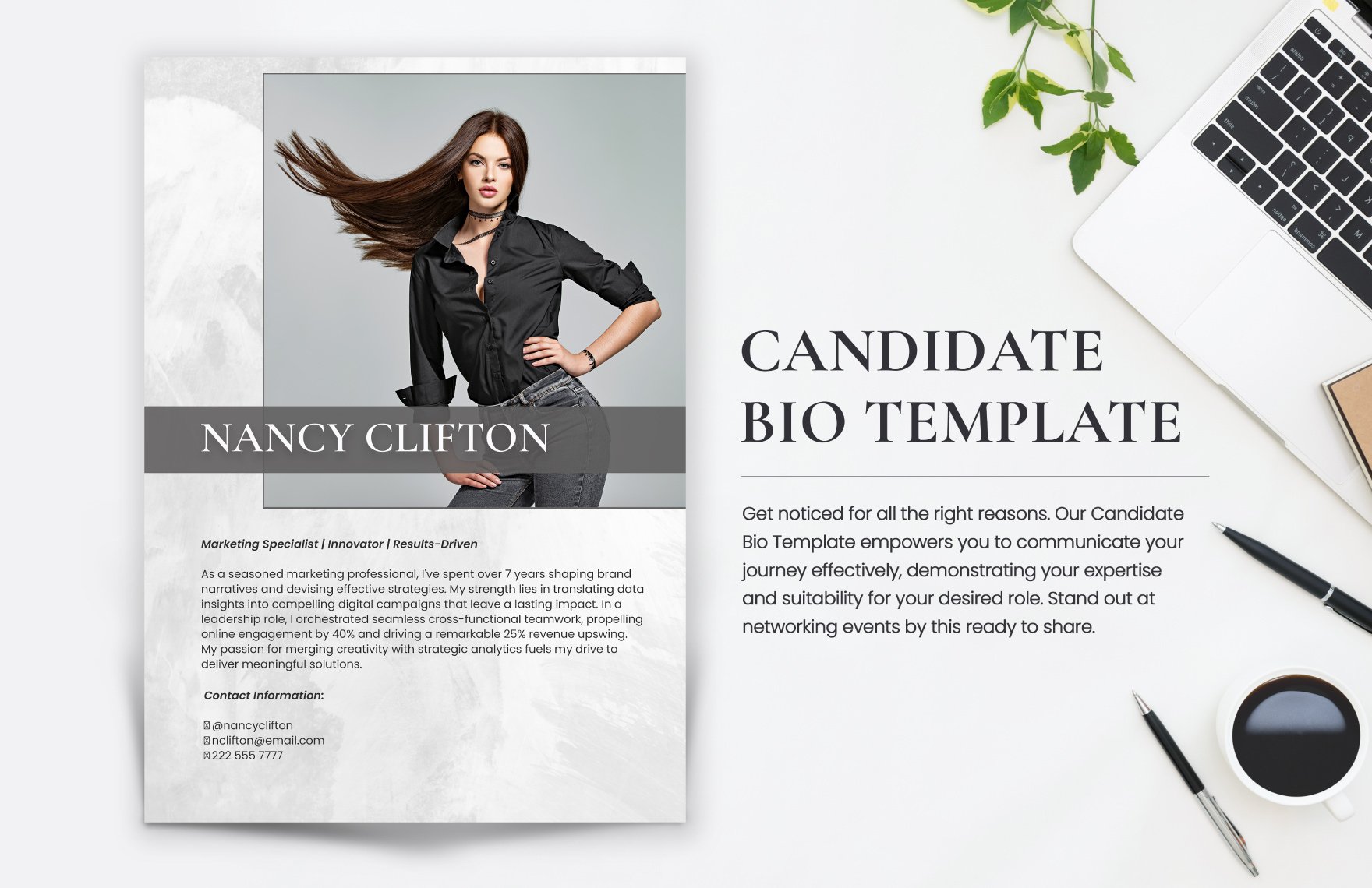 Candidate Bio Template in Word, Illustrator, PSD, PNG