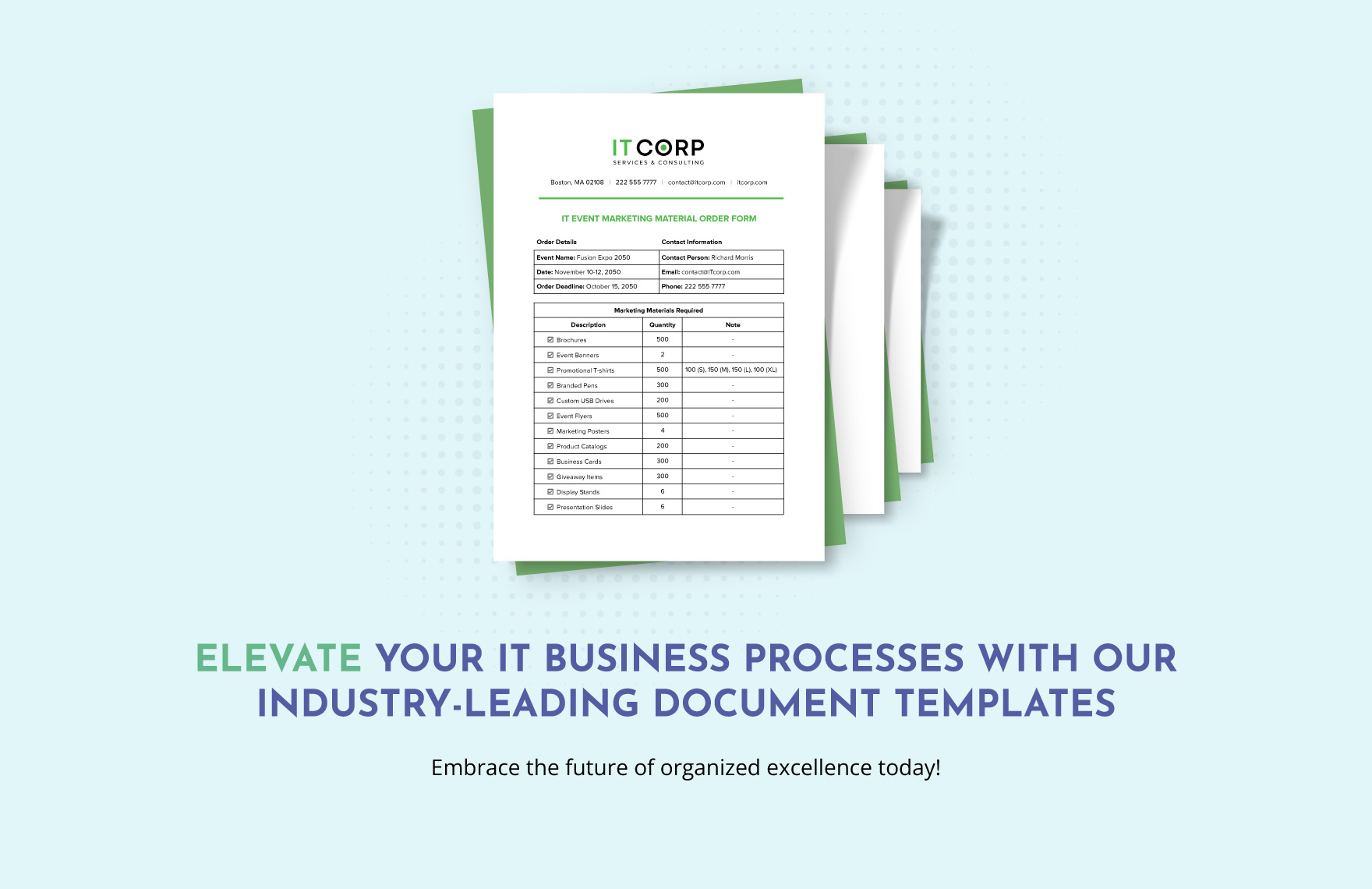 IT Event Marketing Material Order Form Template