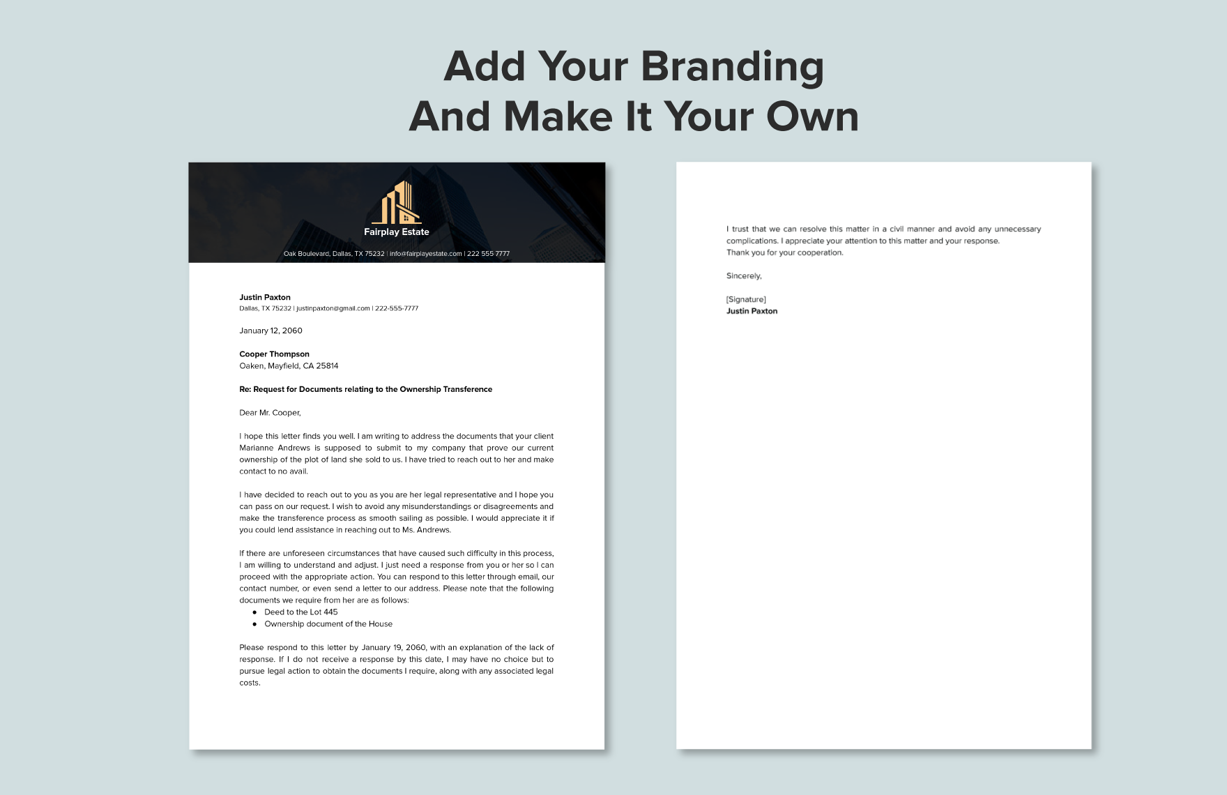 Sample Attorney Demand Letter Template