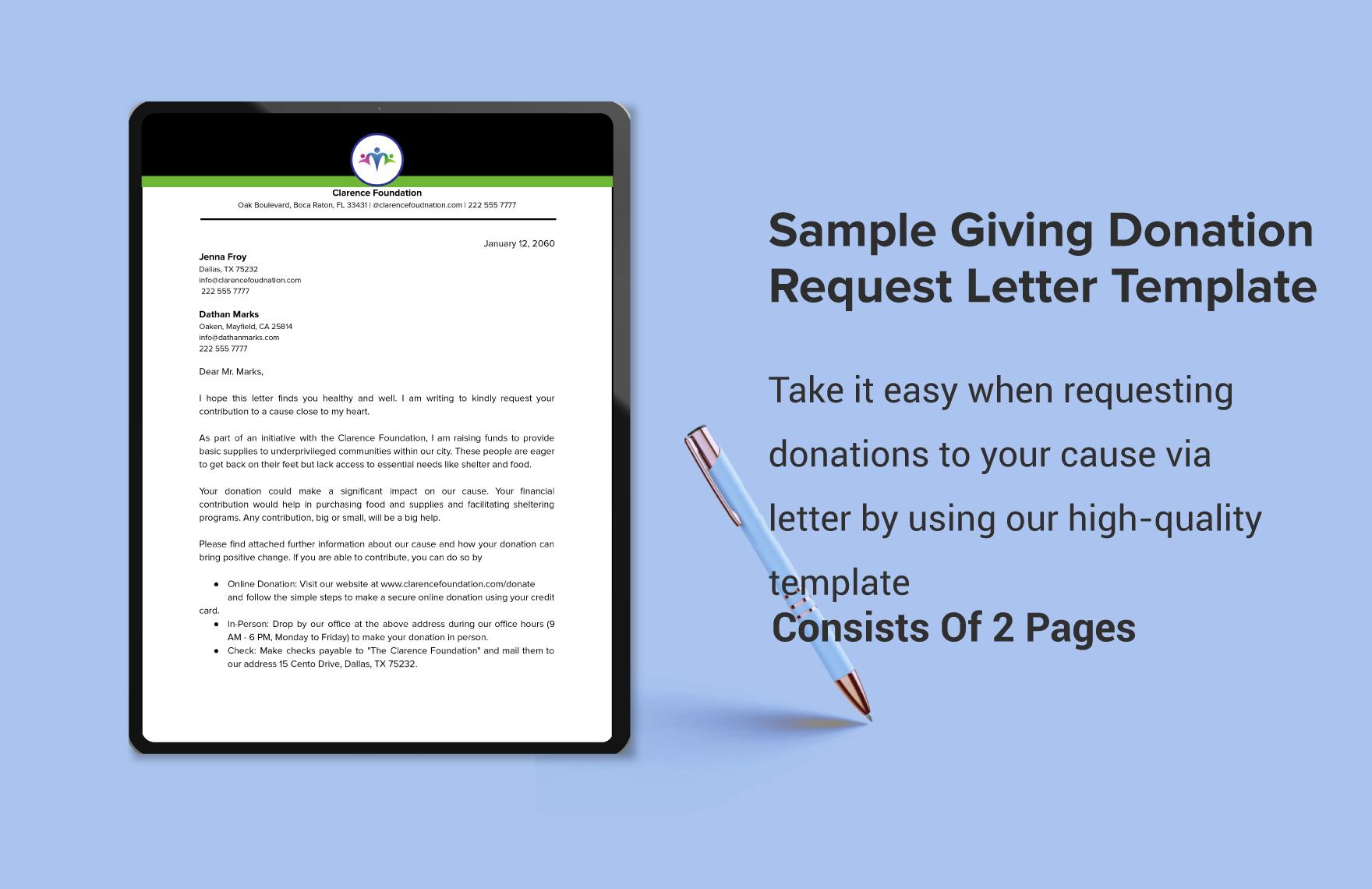 Sample Giving Donation Request Letter Template