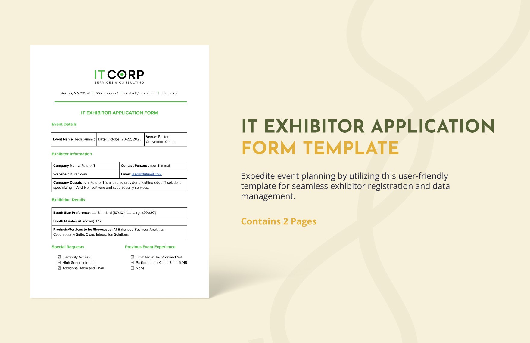 IT Exhibitor Application Form Template