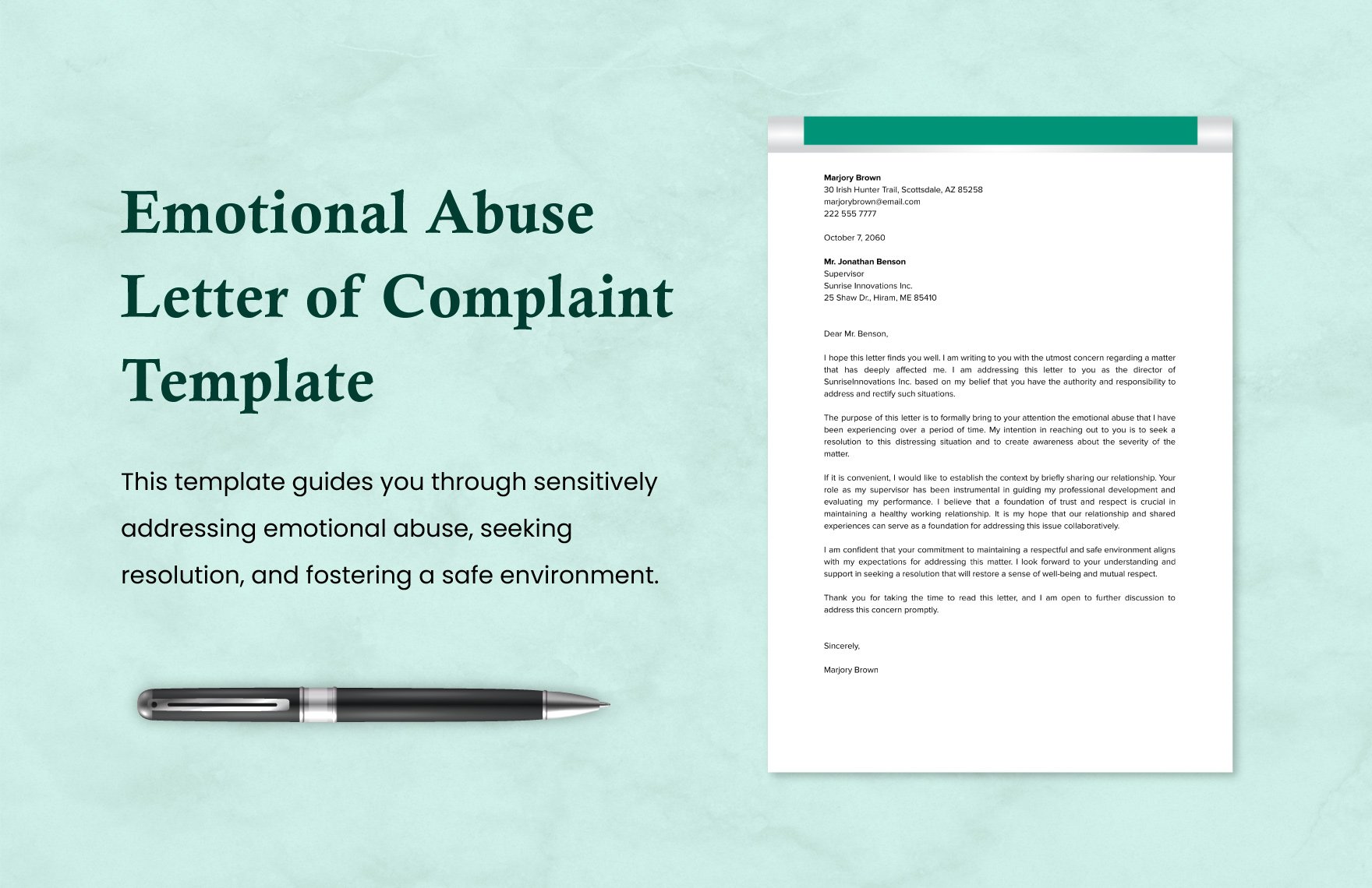 Emotional Abuse Letter of Complaint Template