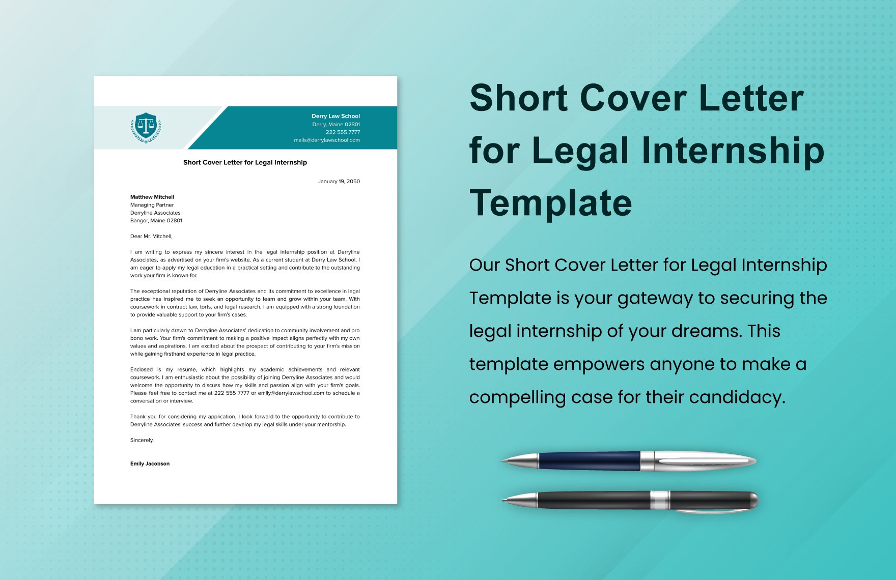 Short Cover Letter for Legal Internship Template