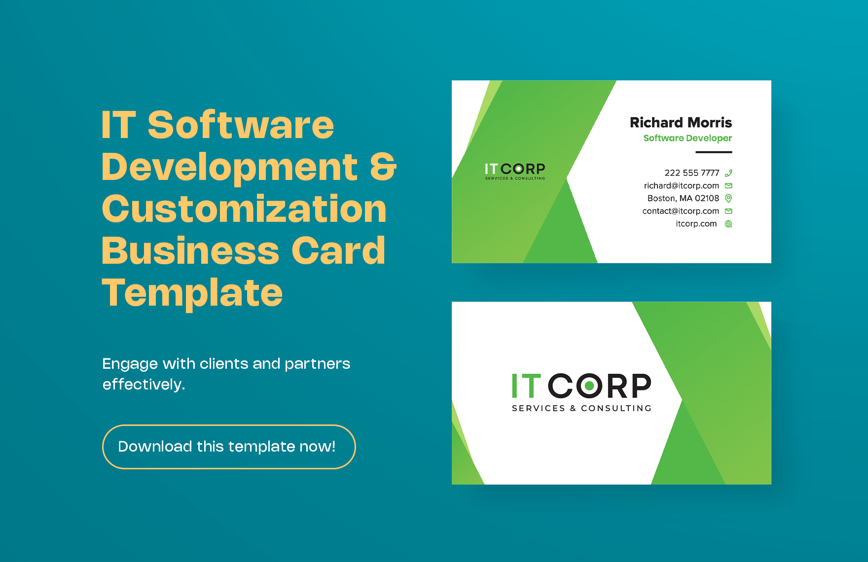 IT Software Development & Customization Business Card Template