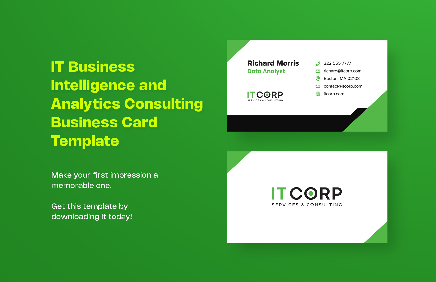 IT Business Intelligence & Analytics Consulting Business Card Template in Word, Illustrator, PSD