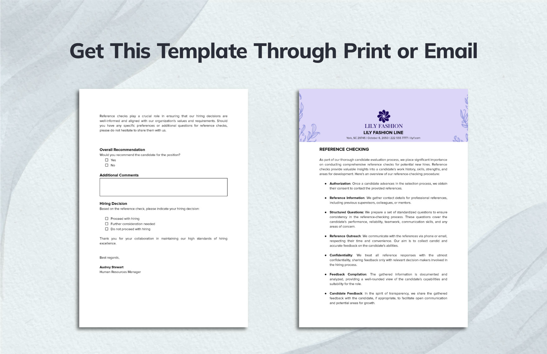 Reference Checking Template