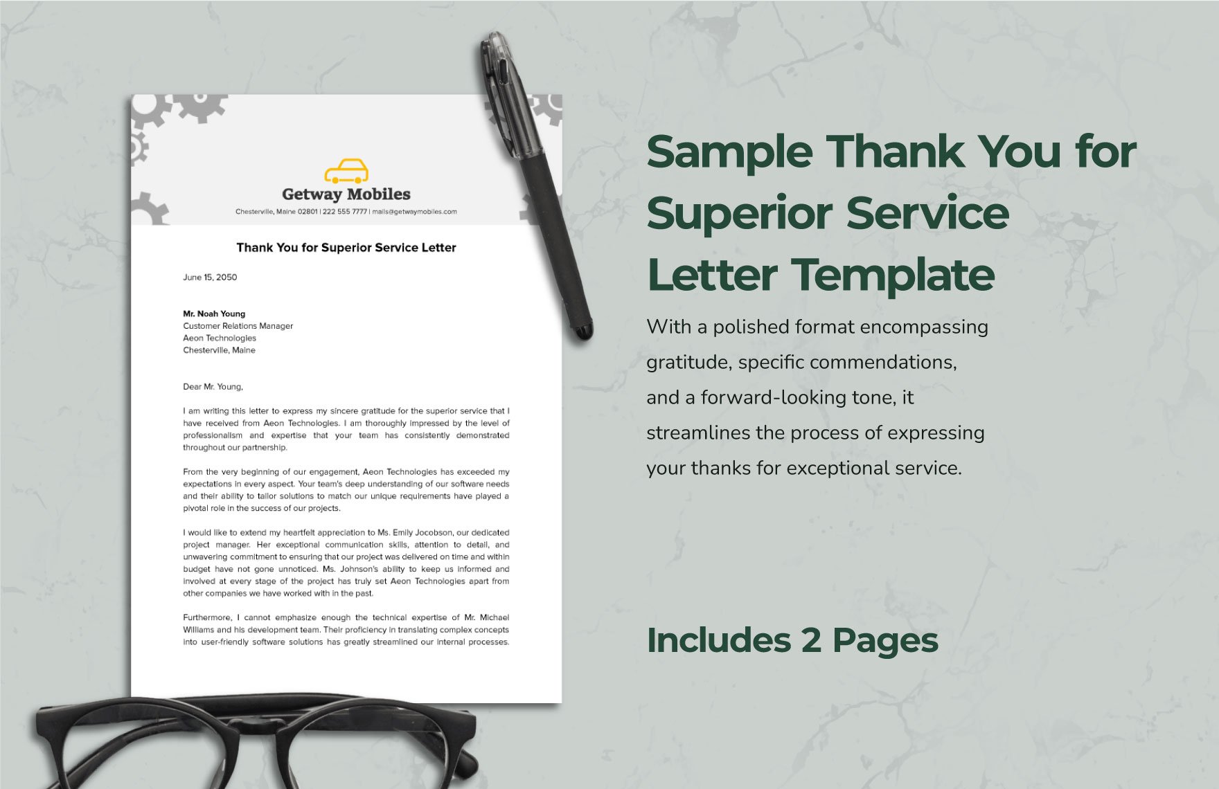 Sample Thank You for Superior Service Letter Template