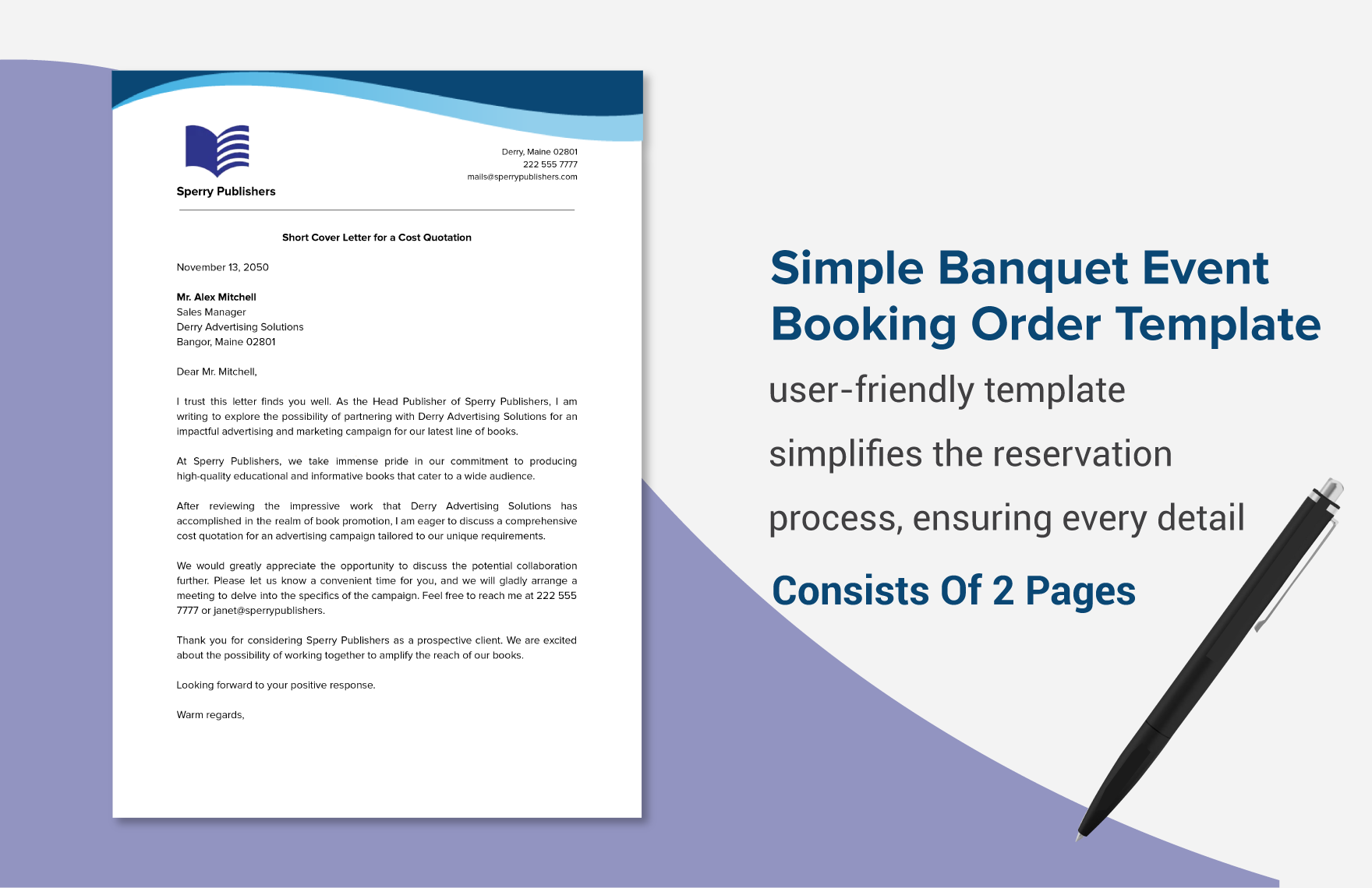 Simple Banquet Event Booking Order Template