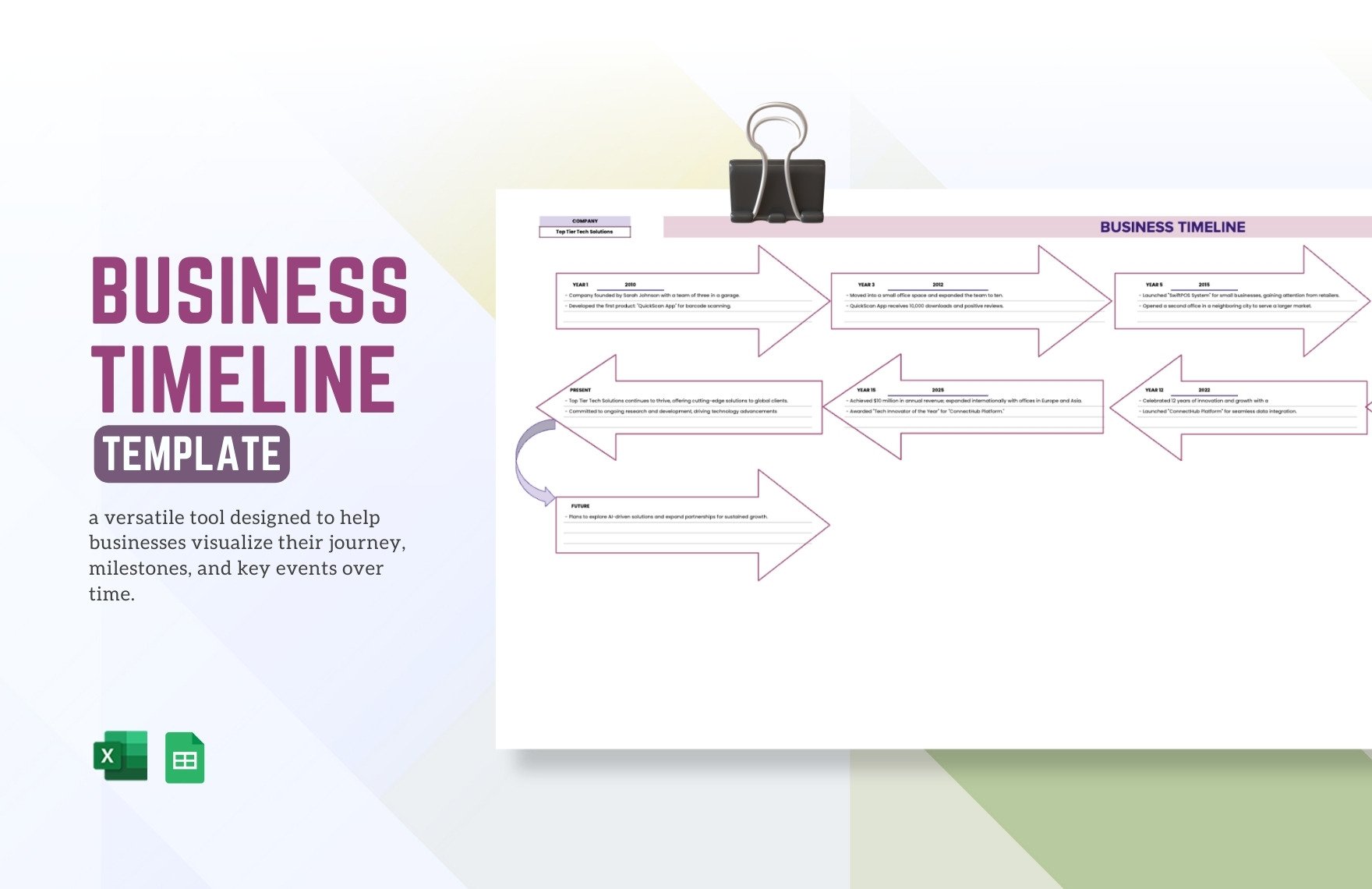 Business Timeline Template in Excel, Google Sheets