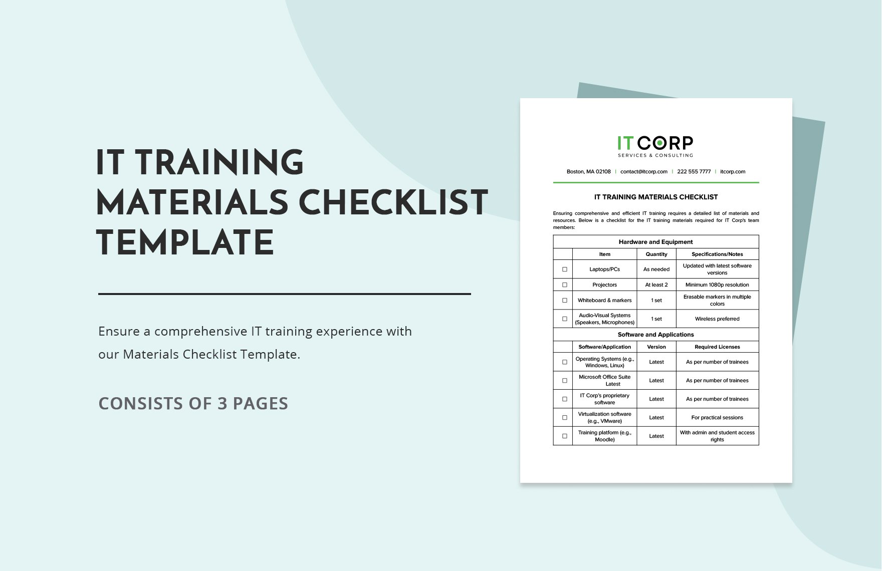 IT Training Materials Checklist Template