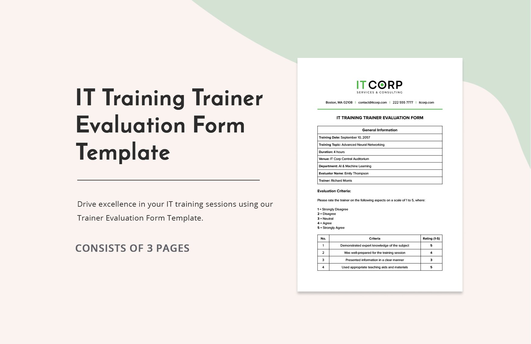IT Training Trainer Evaluation Form Template