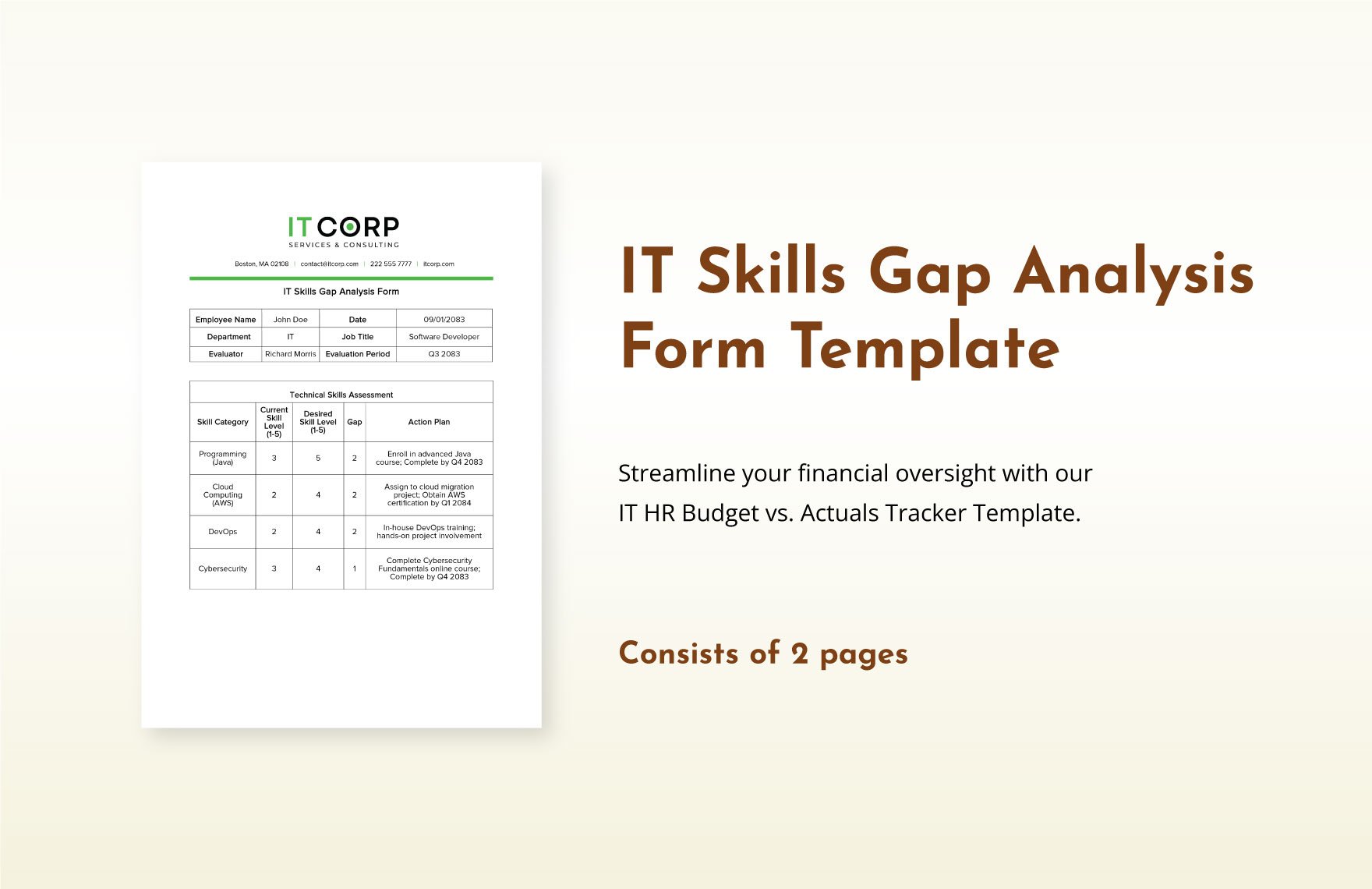 IT Skills Gap Analysis Form Template