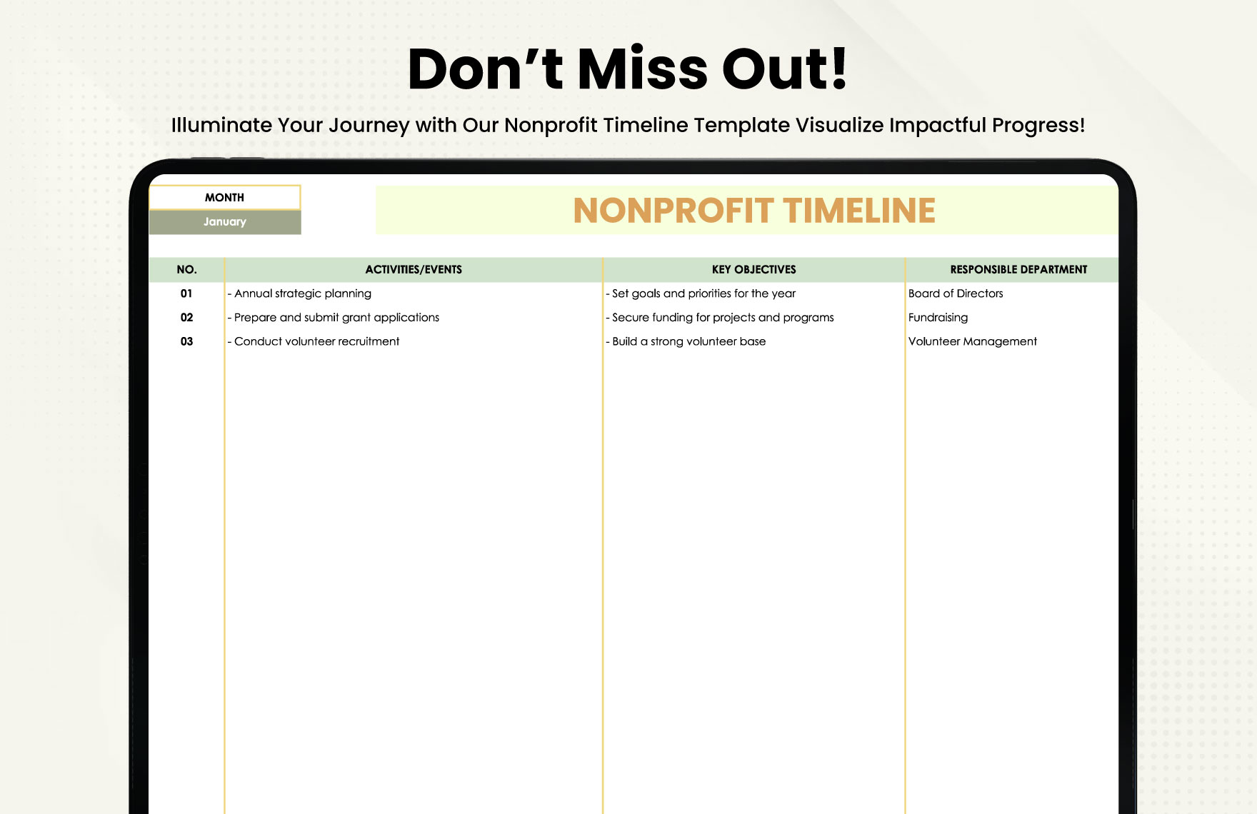 Nonprofit Timeline Template