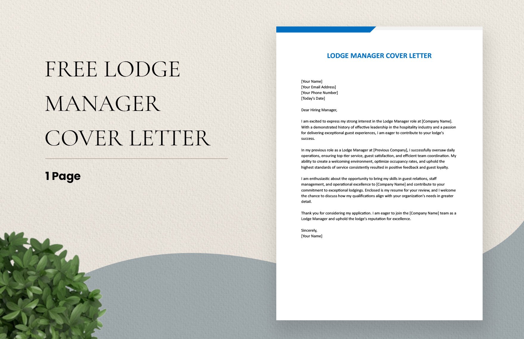Lodge Manager Cover Letter