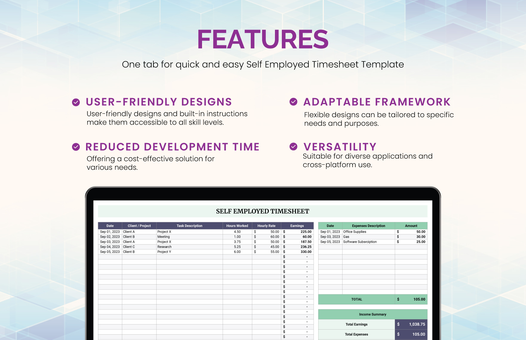 Self Employed Timesheet Template