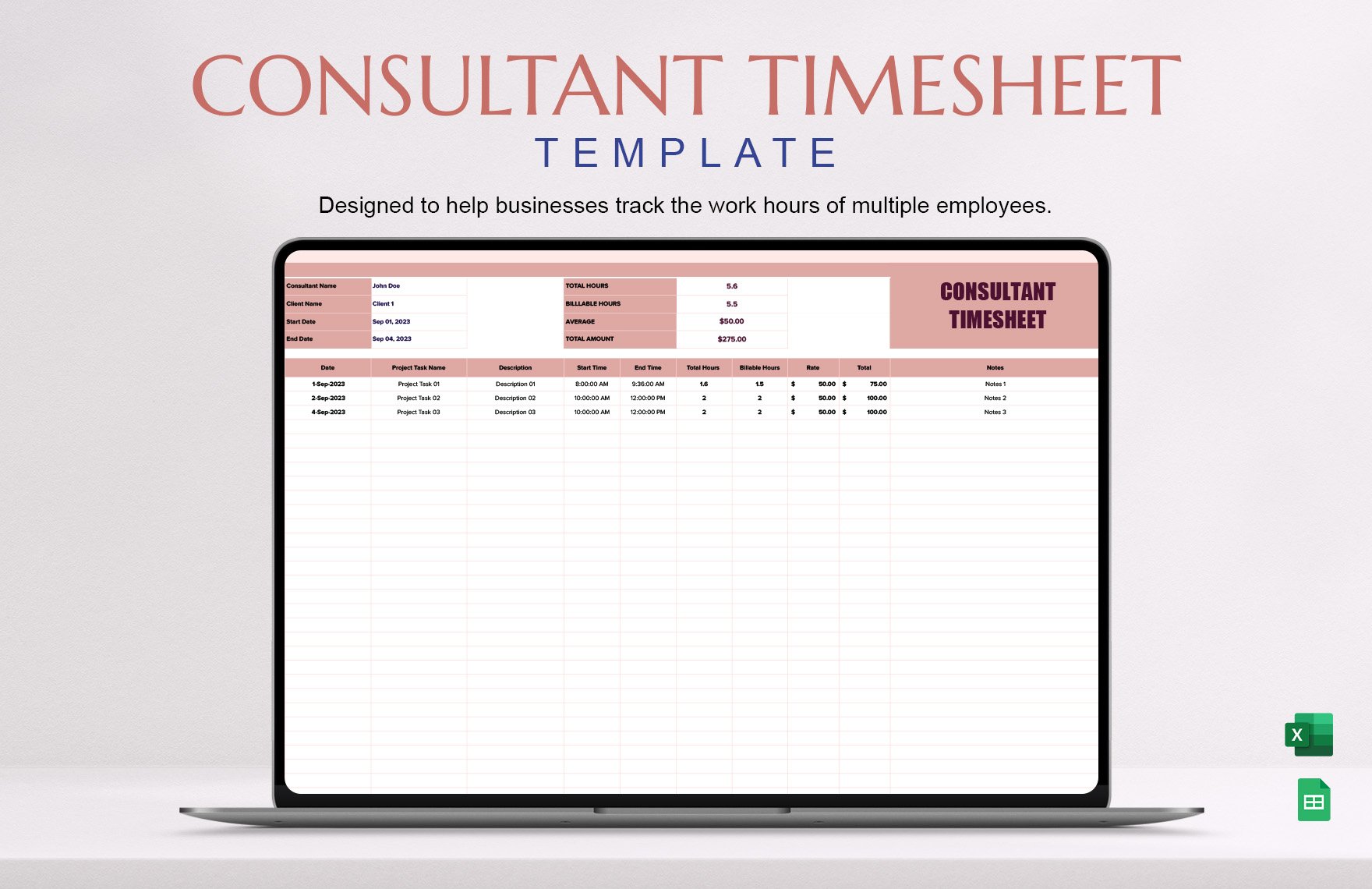 Consultant Timesheet Template