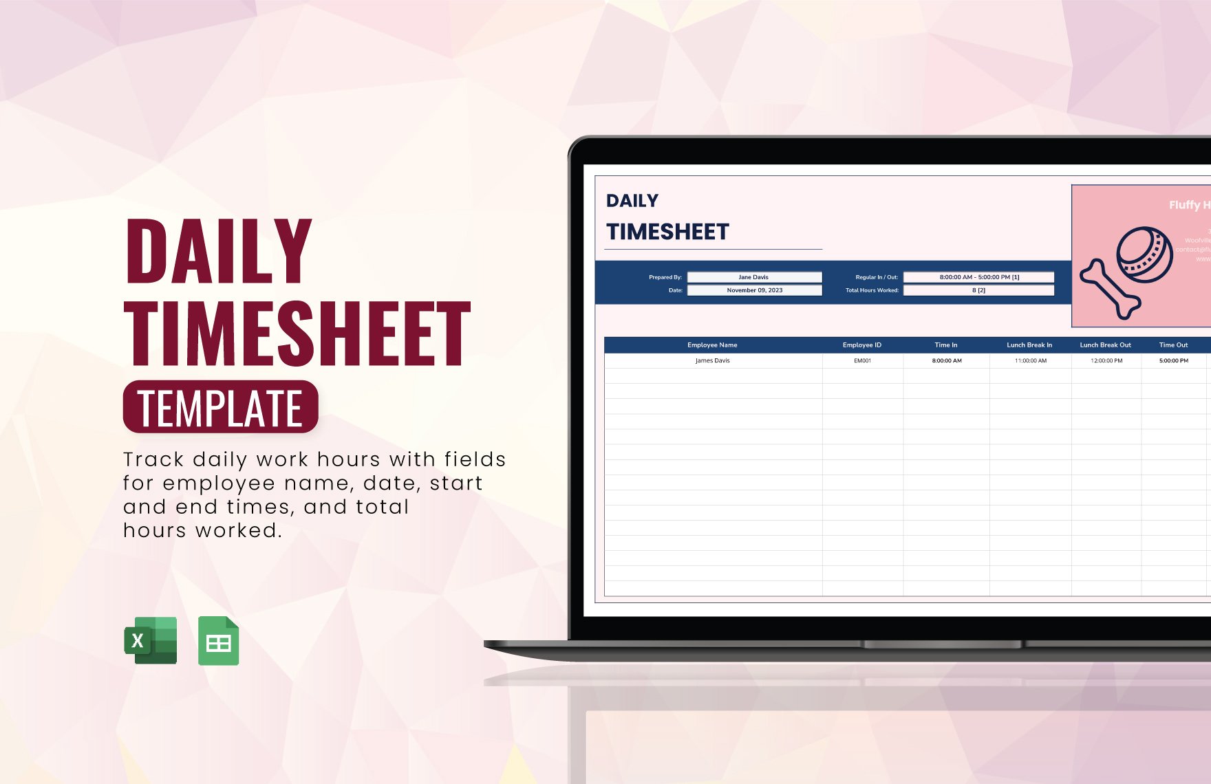 Daily Timesheet Template in Excel, Google Sheets - Download | Template.net