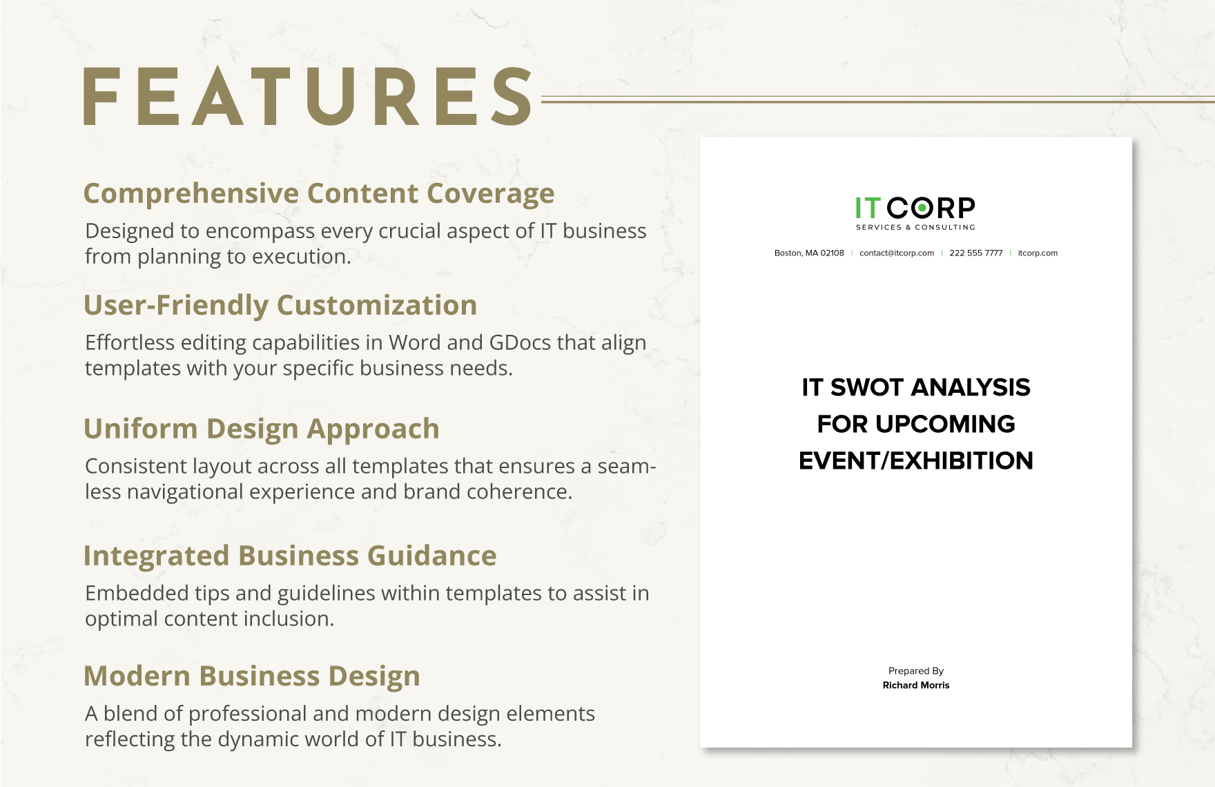 IT SWOT Analysis for Upcoming Event/Exhibition Template