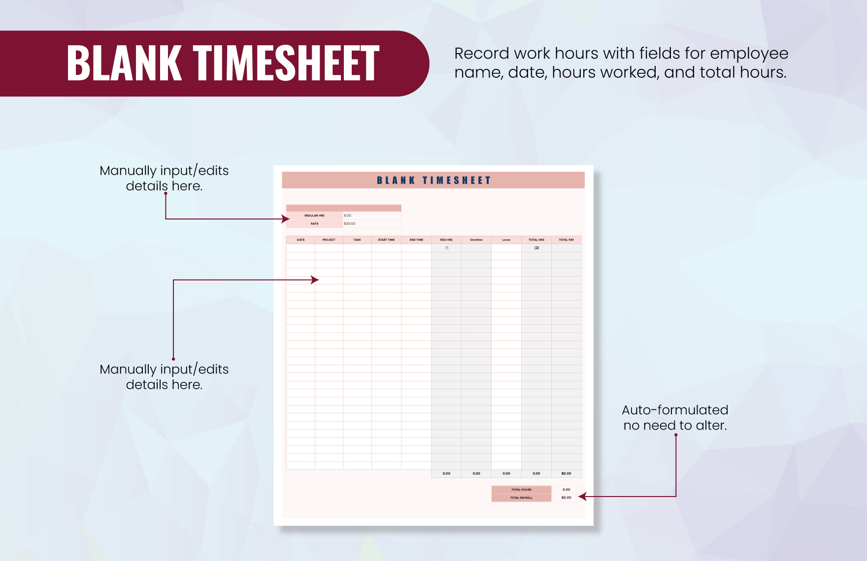 Blank Timesheet Template