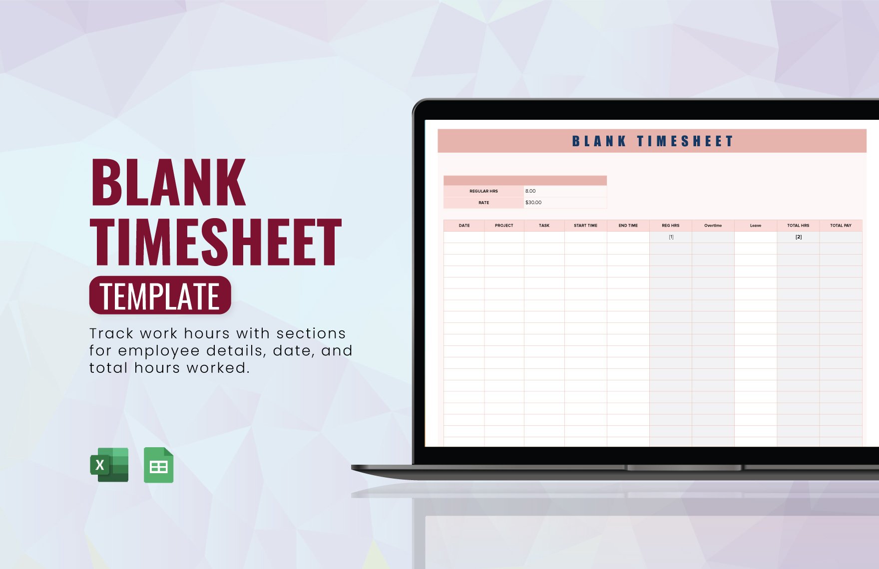 Free Blank Timesheet Template in Excel, Google Sheets