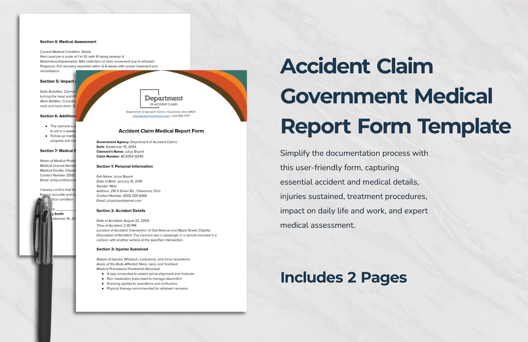 Accident Claim Government Medical Report Form Template