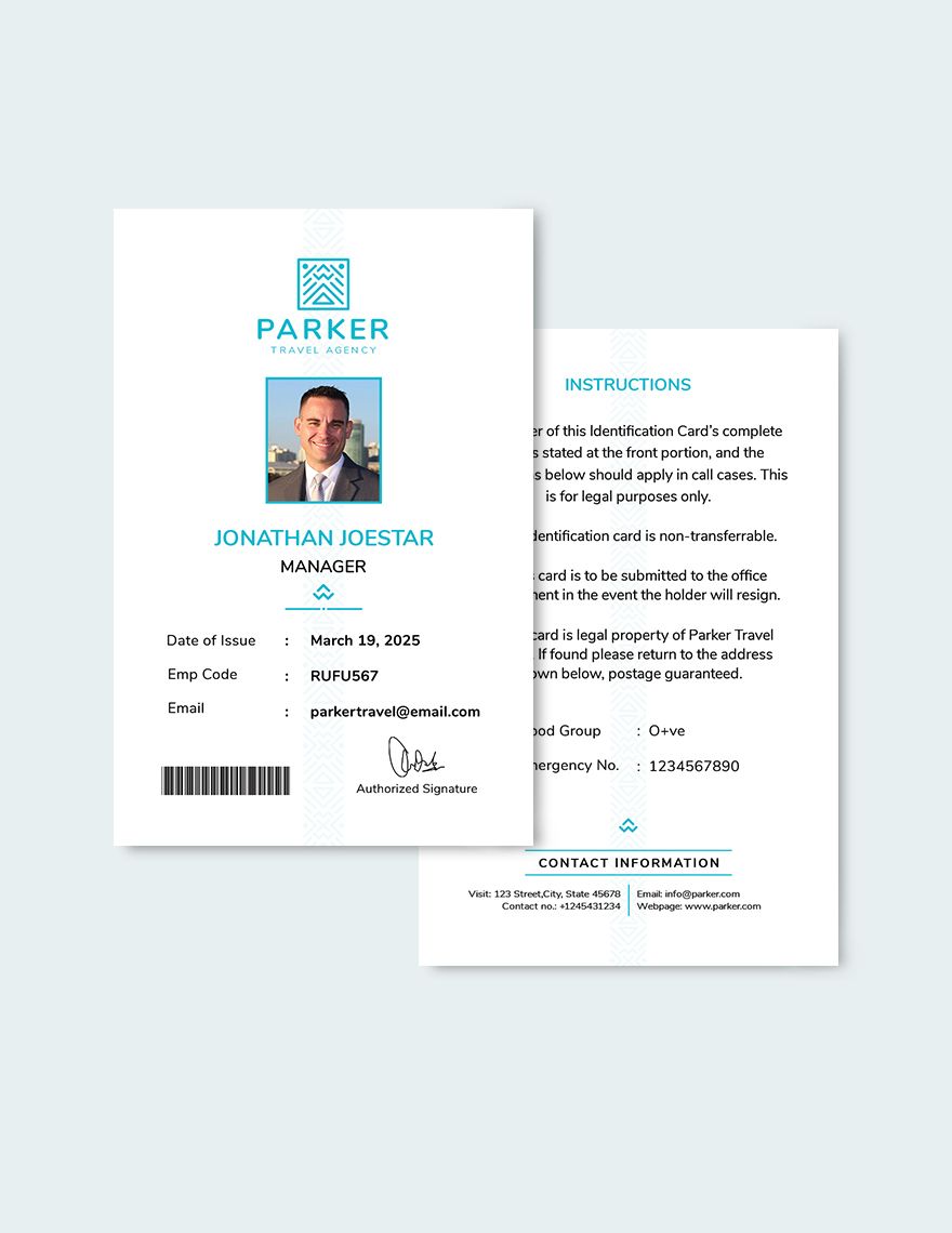 Travel Agency ID Card Template